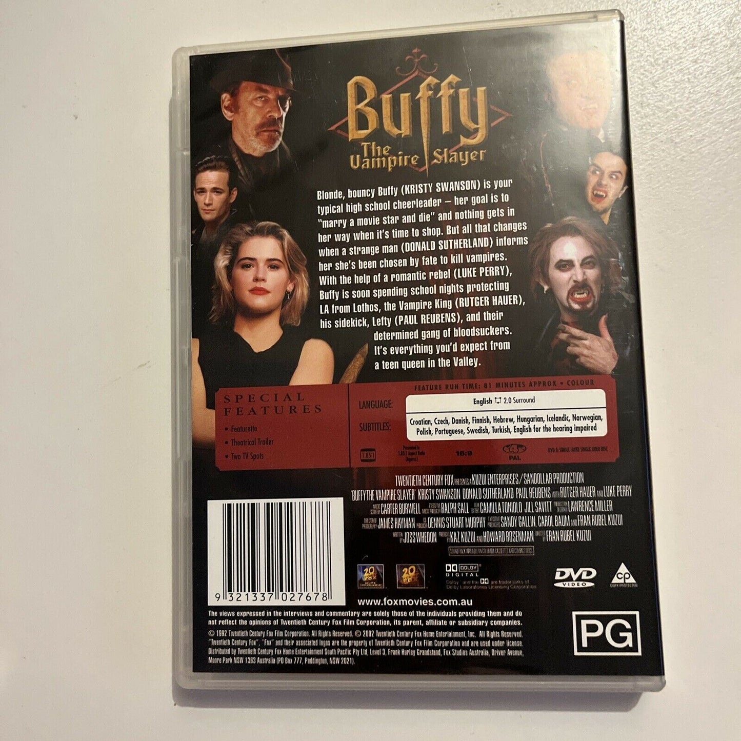Buffy The Vampire Slayer (DVD, 1992) Kristy Swanson, Luke Perry Region 4