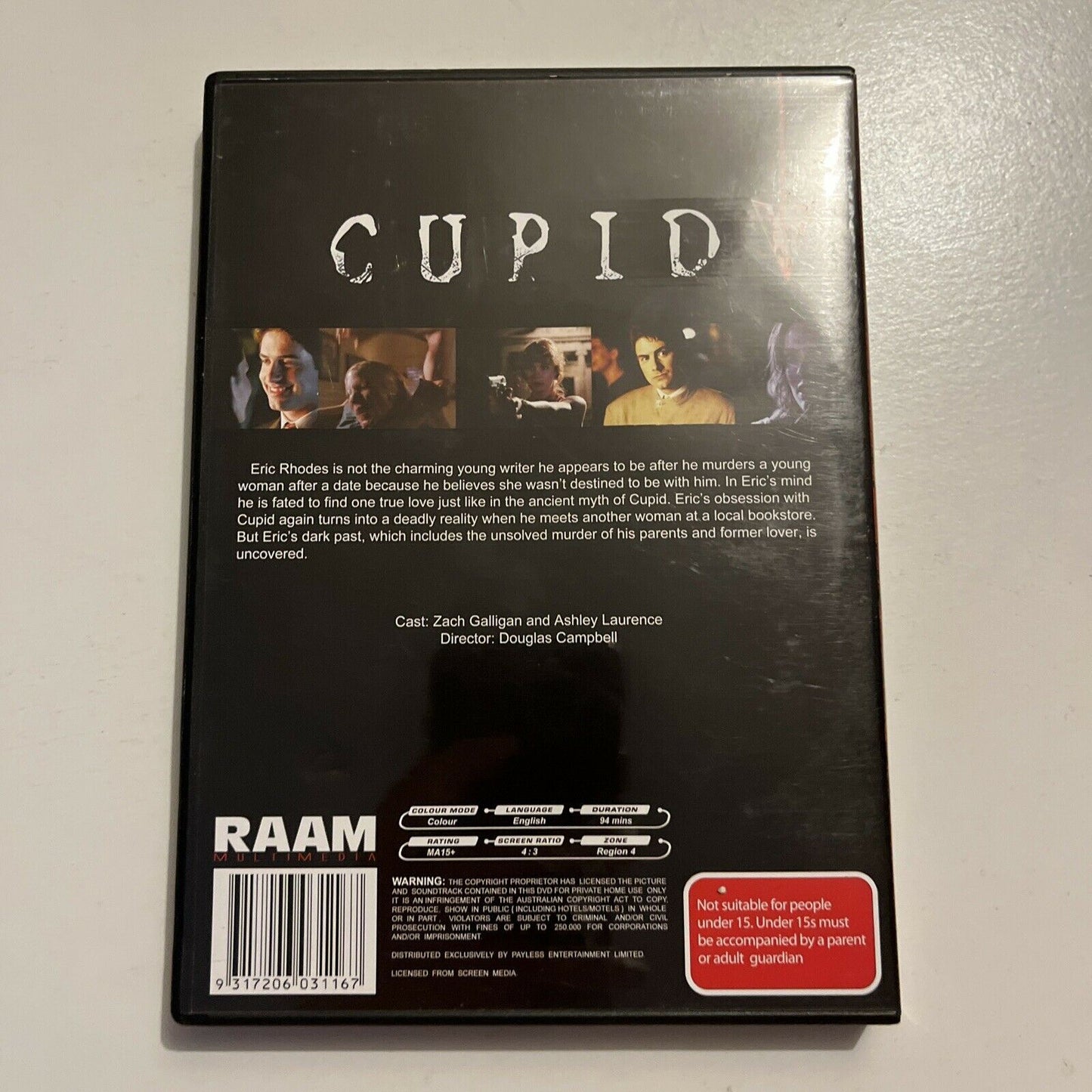 Cupid (DVD, 1997) Zach Galligan, Ashley Laurence, Mary Crosby. Horror. Region 4