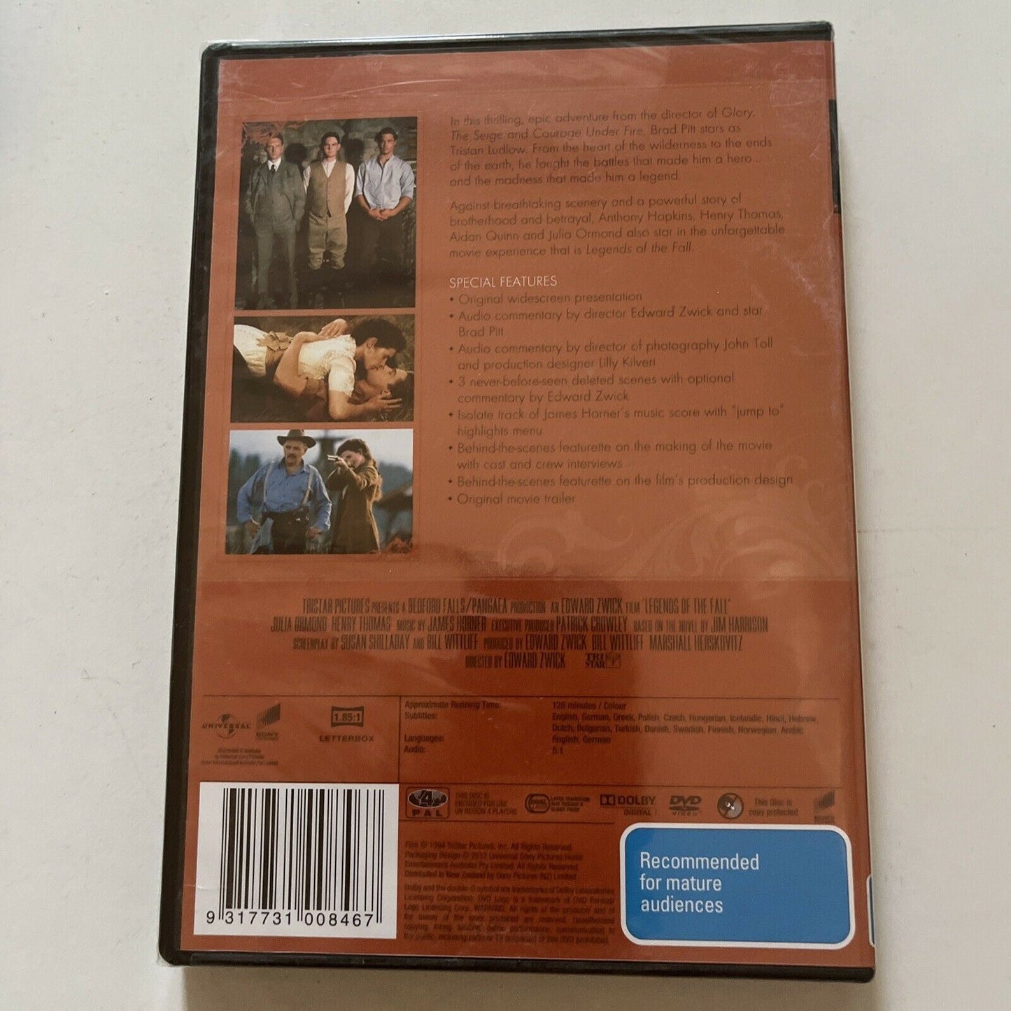 *New Sealed* Legends Of The Fall (DVD, 1994) Brad Pitt Region 4