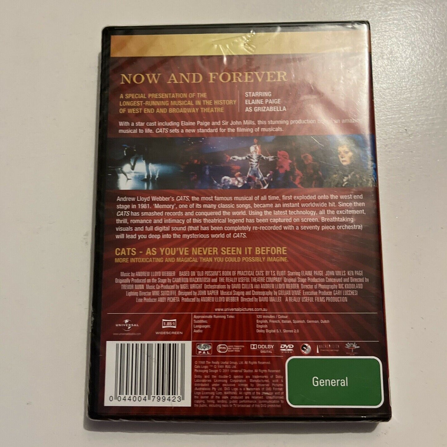*New Sealed* Andrew Lloyd Webber: Cats (DVD, 1998) Susie Mckenna Region 4&2