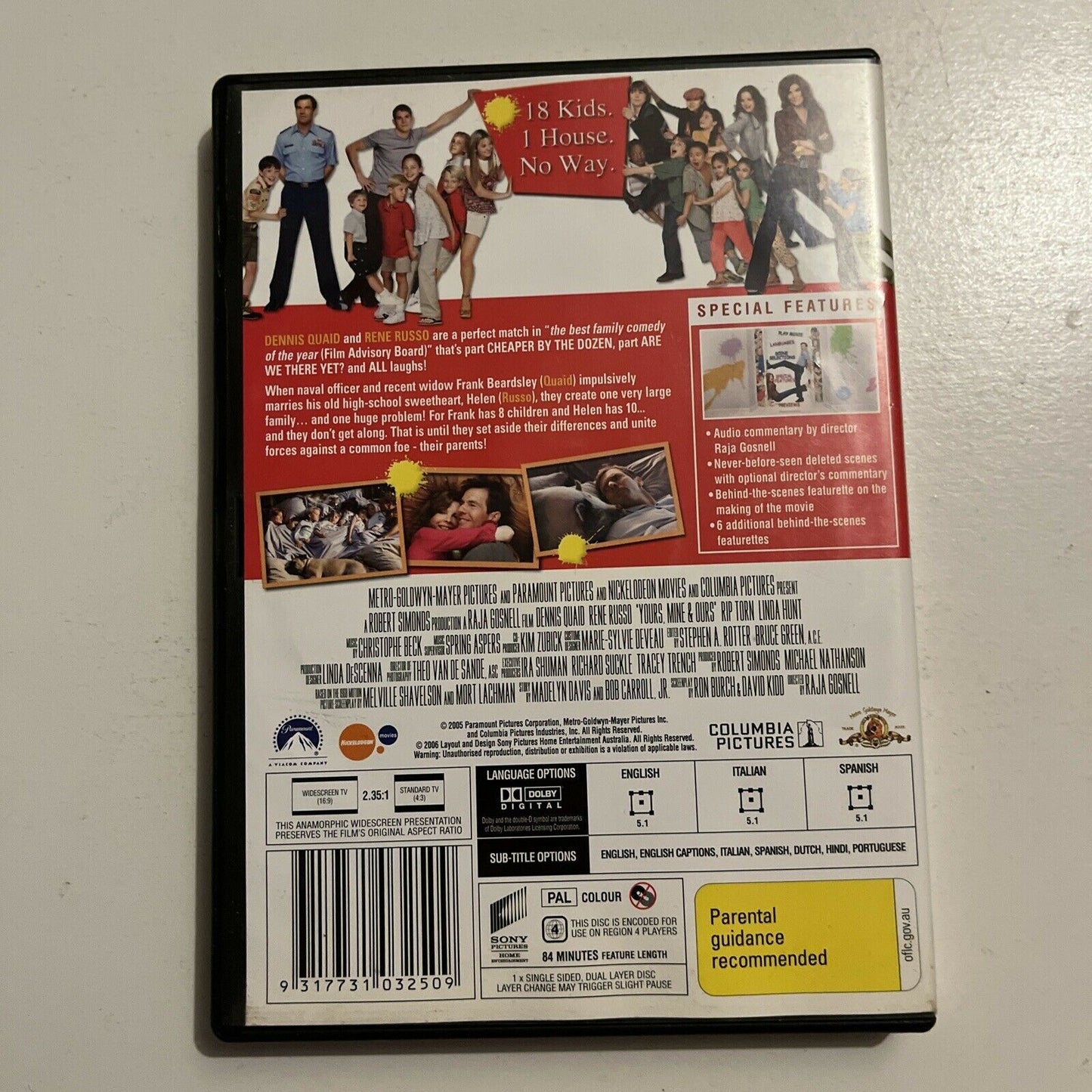 Yours, Mine And Ours (DVD, 2005) Dennis Quaid, Rene Russo. Region 4