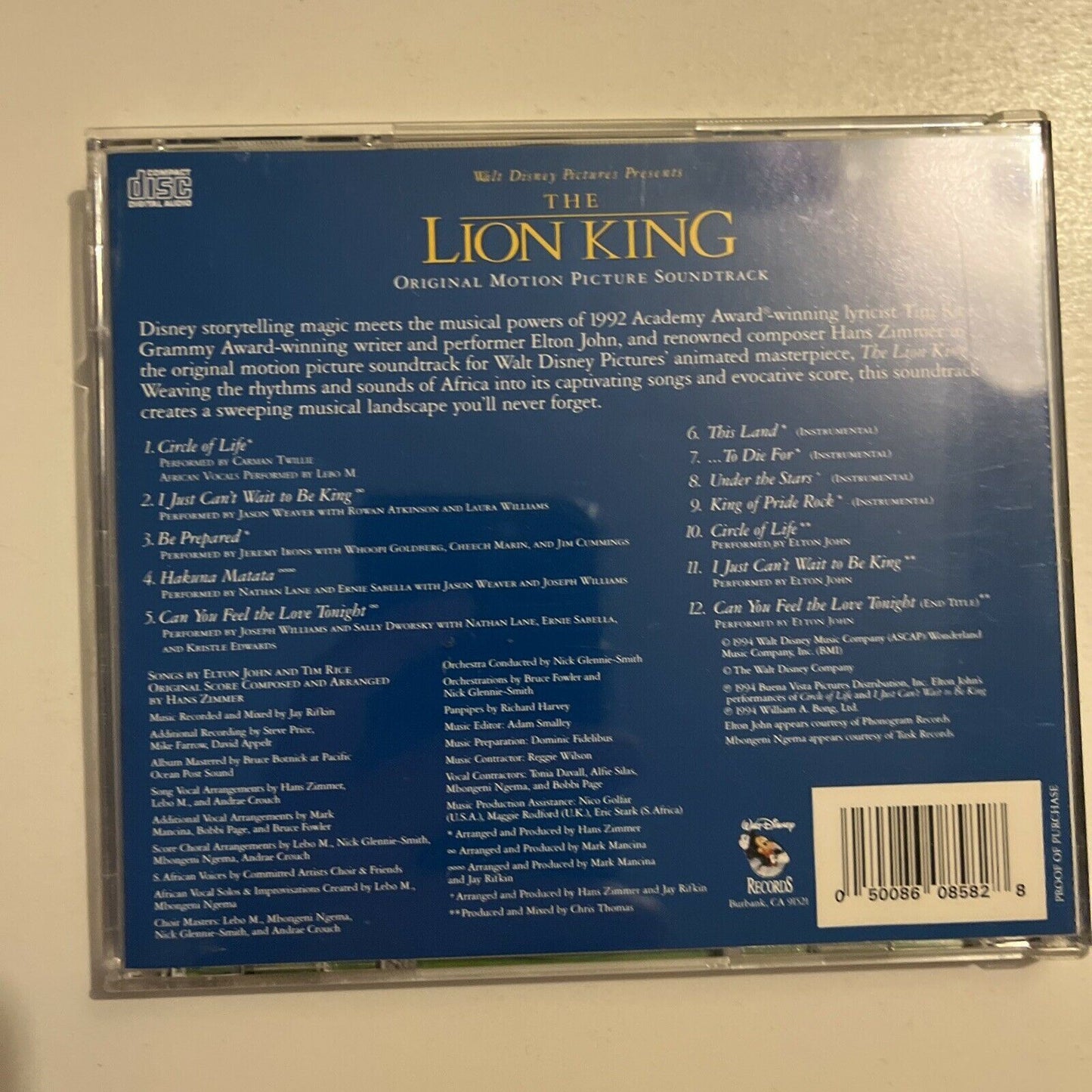 The Lion King - Original Motion Picture Soundtrack (CD, 1994)