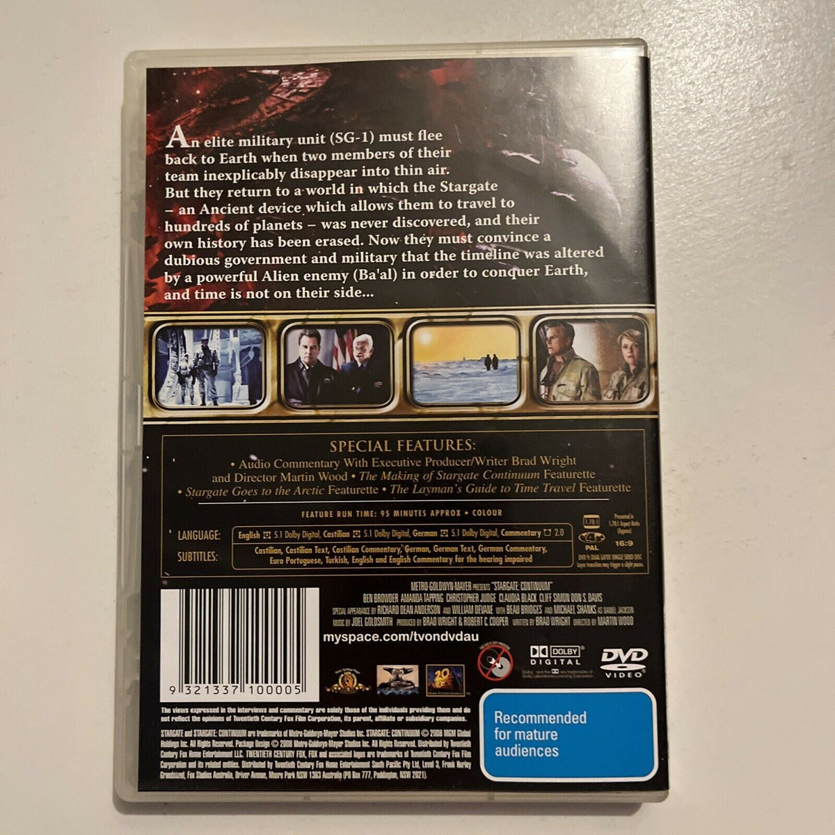 Stargate Continuum (DVD, 2008) Ben Browder, Michael Shanks Region 4