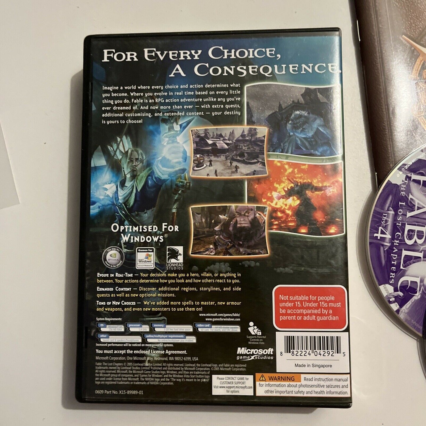 Fable - The Lost Chapter PC CDROM Game 4-Disc Windows