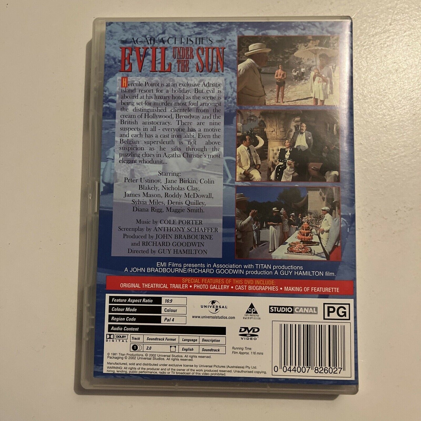 Agatha Christie's: Evil Under The Sun (DVD, 1982) Peter Ustinov. Region 4