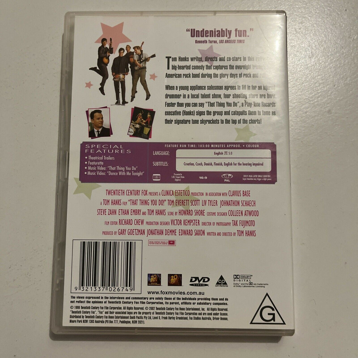 That Thing You Do (DVD, 1998) Tom Hanks, Liv Tyler, Tom Everett Scott. Region 4