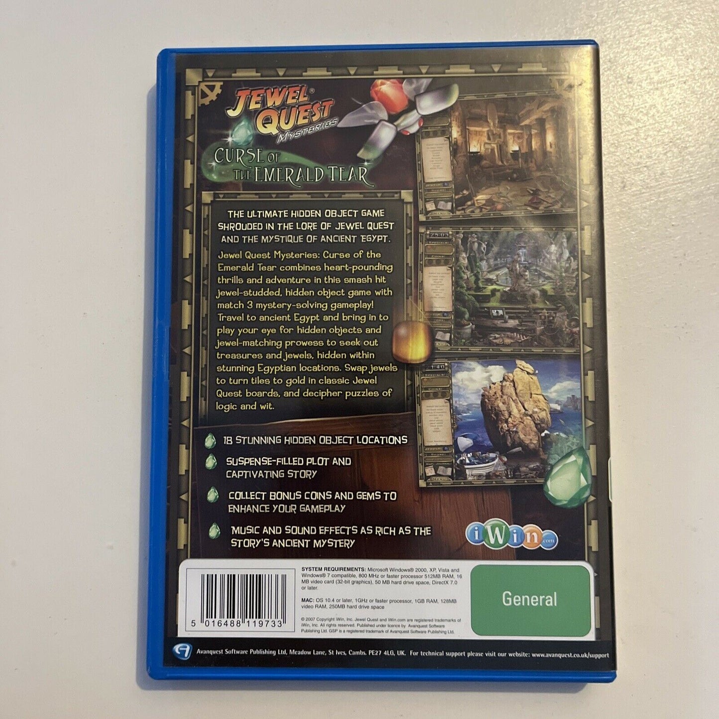 JEWEL QUEST Curse of the Emerald Tear PC/Mac CDROM Hidden Object Game