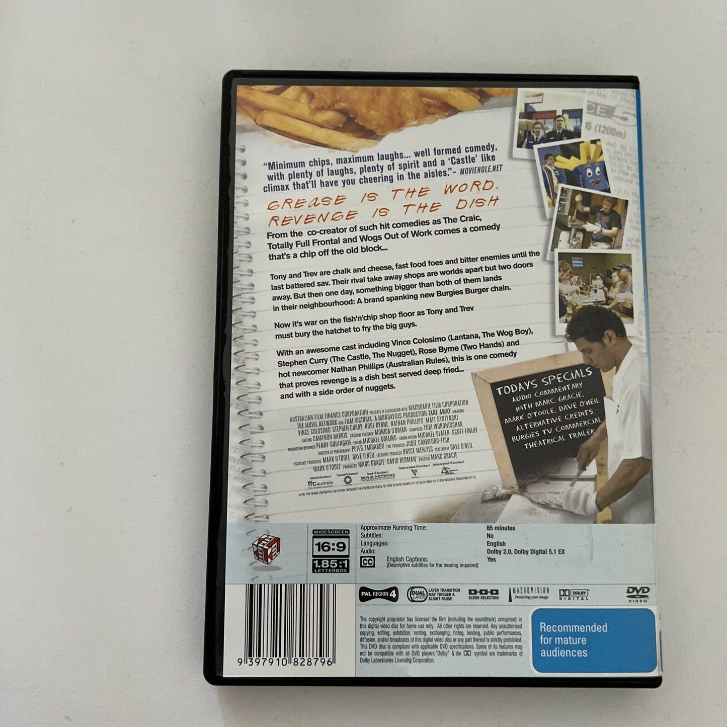 Take Away (DVD, 2003) Vince Colosimo, Stephen Curry, Dave O'Neil Region 4