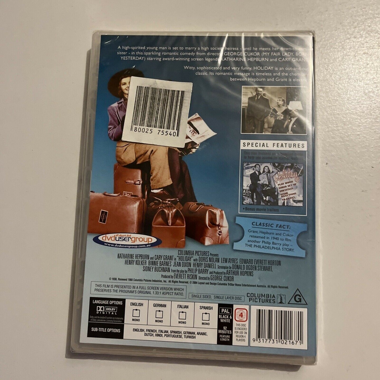 *New Sealed* Holiday (DVD, 1938) Katherine Hepburn, Cary Grant. Region 4