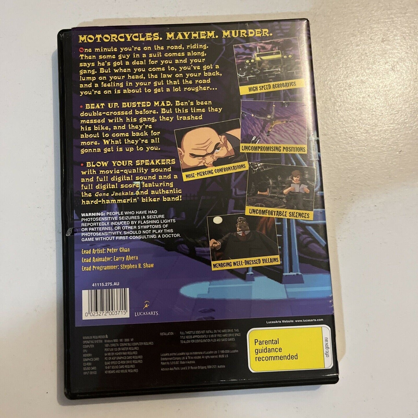 Full Throttle - A Heavy Metal Adventure (PC CD ROM 1995) Win 95/98/XP/7