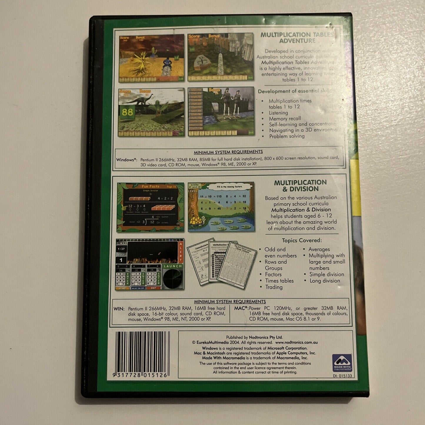 Multiplication Tables Adventure / Multiplication & Division PC CDROM Maths Game