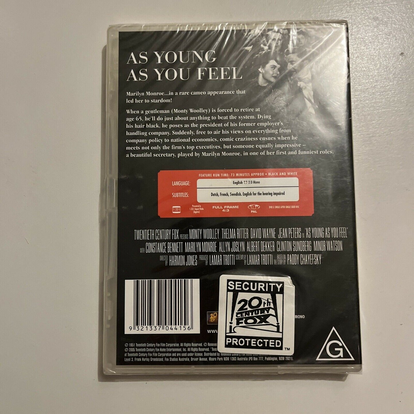 *New Sealed* Marilyn Monroe: As Young As You Feel (DVD, 1951) Region 4