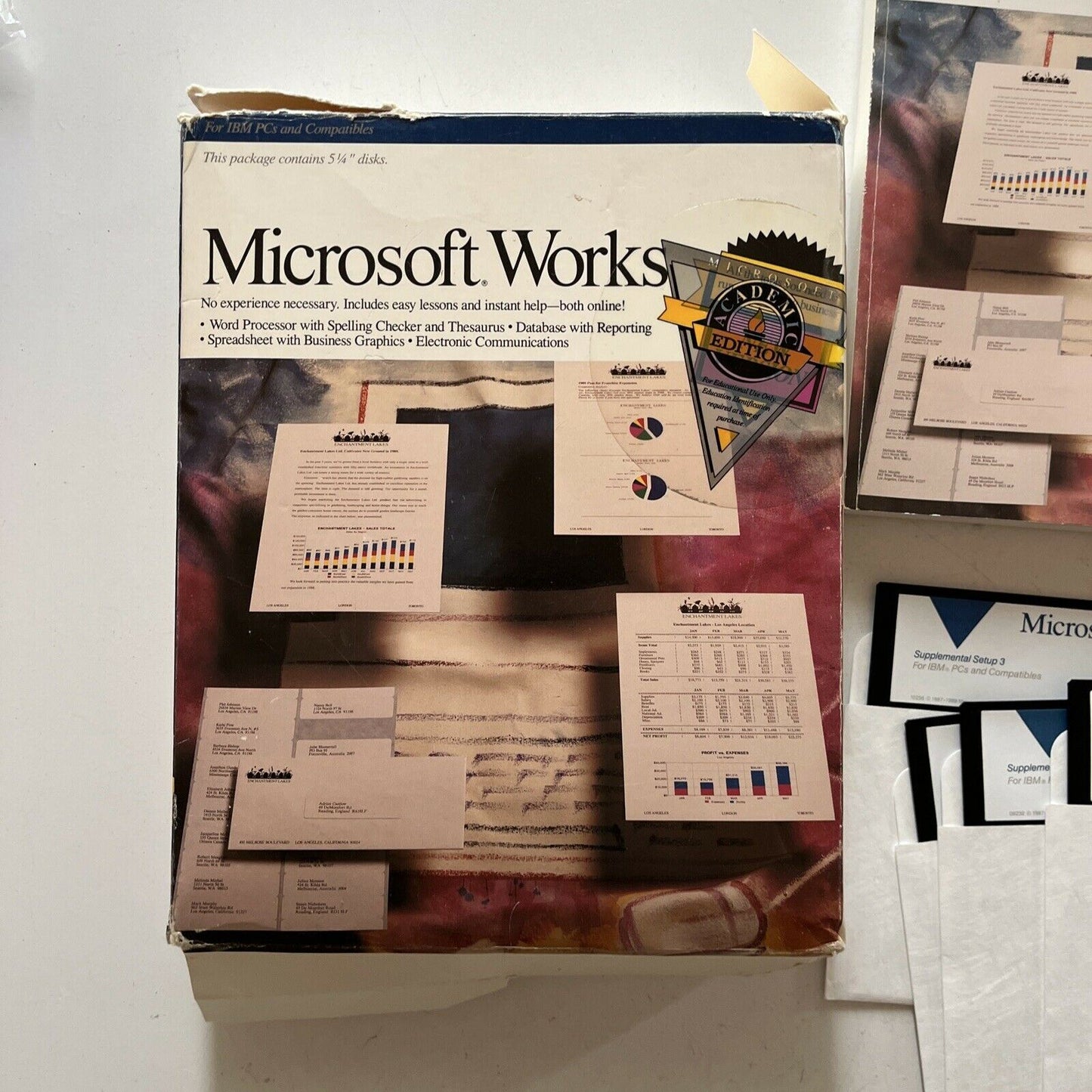 Microsoft Works - Version 2.0 PC 5.25" Floppy Disc With Manual & Box