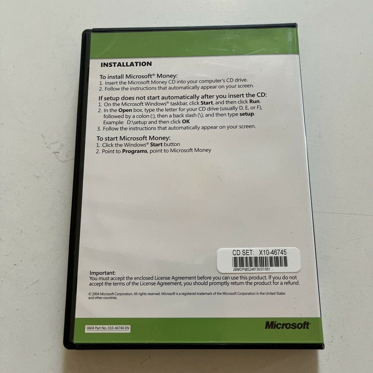 Microsoft Money Standard Edition 2004 PC CDROM