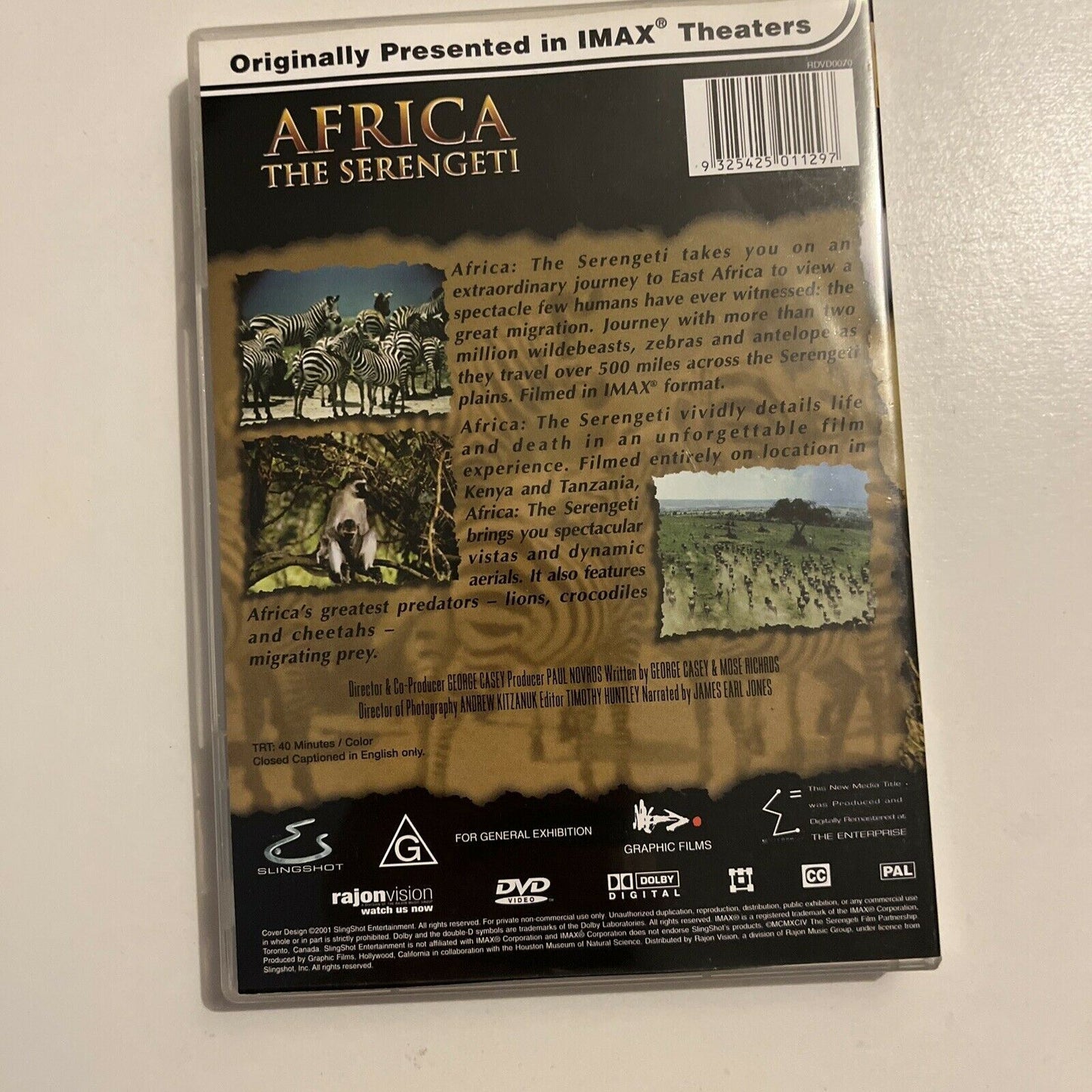 IMAX: Africa - The Serengeti (DVD, 2001) James Earl Jones. Region 4