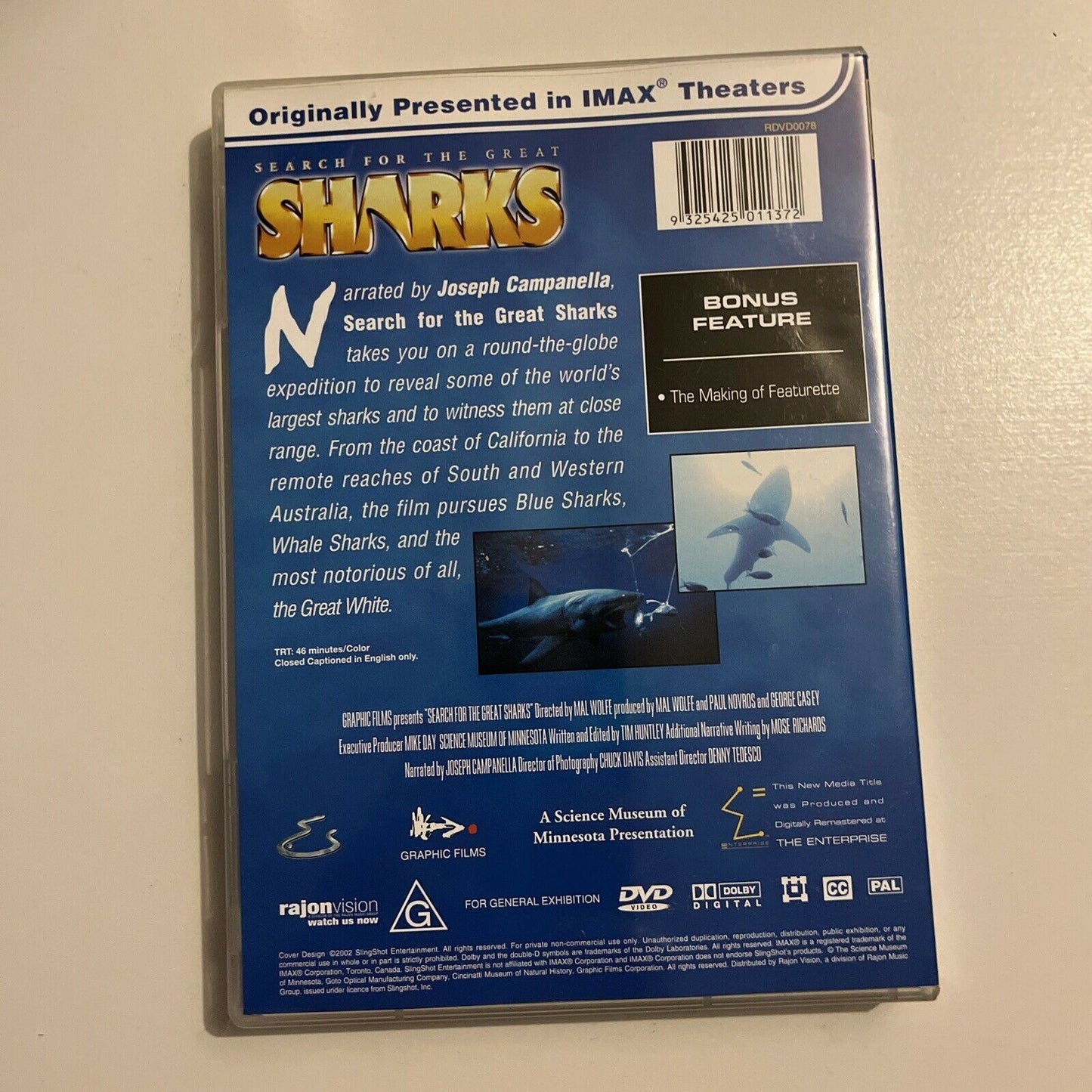 Imax - Search For The Great Sharks (DVD, 1995) Region 4