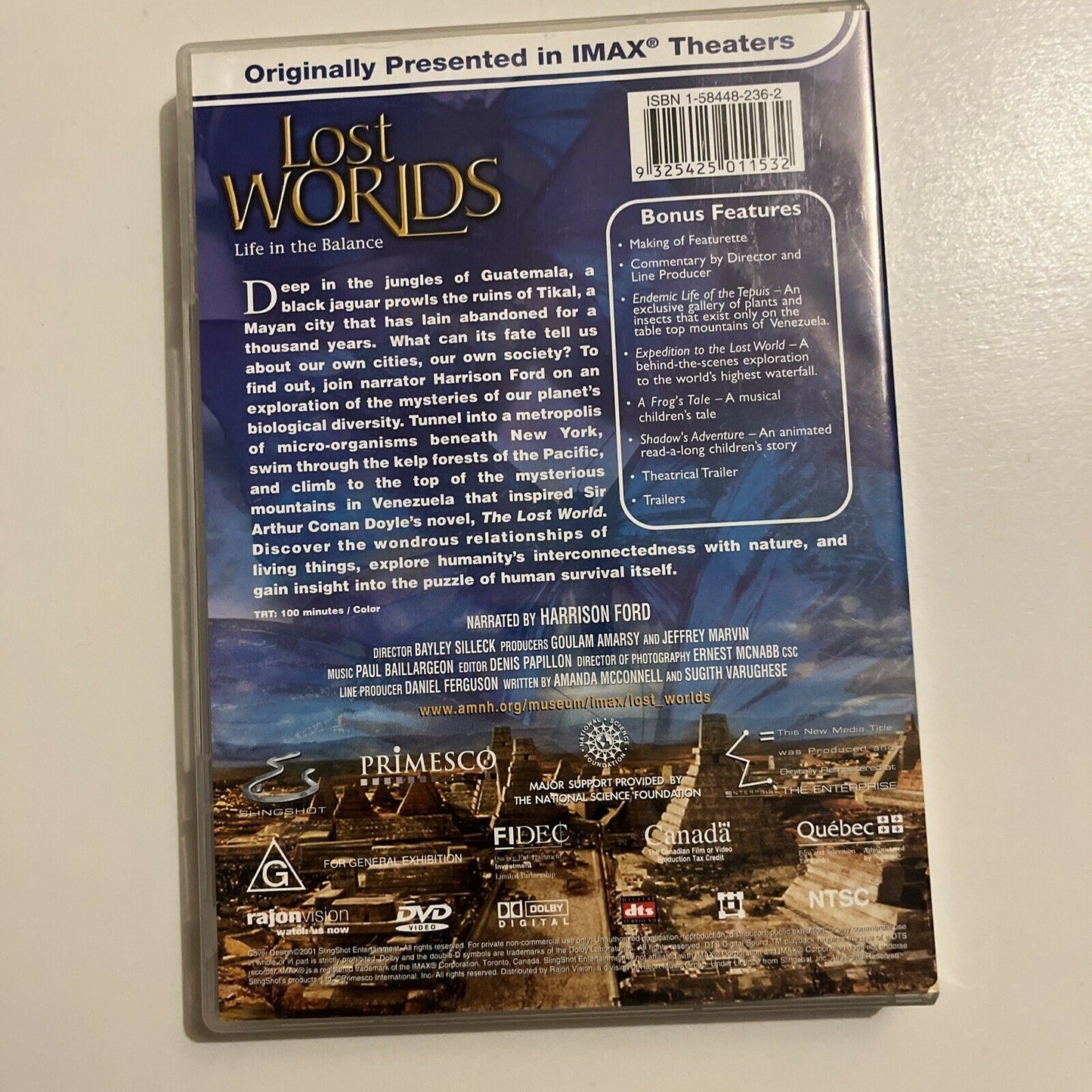 Imax - Lost Worlds - Life In The Balance (DVD, 2001) Harrison Ford Region 4