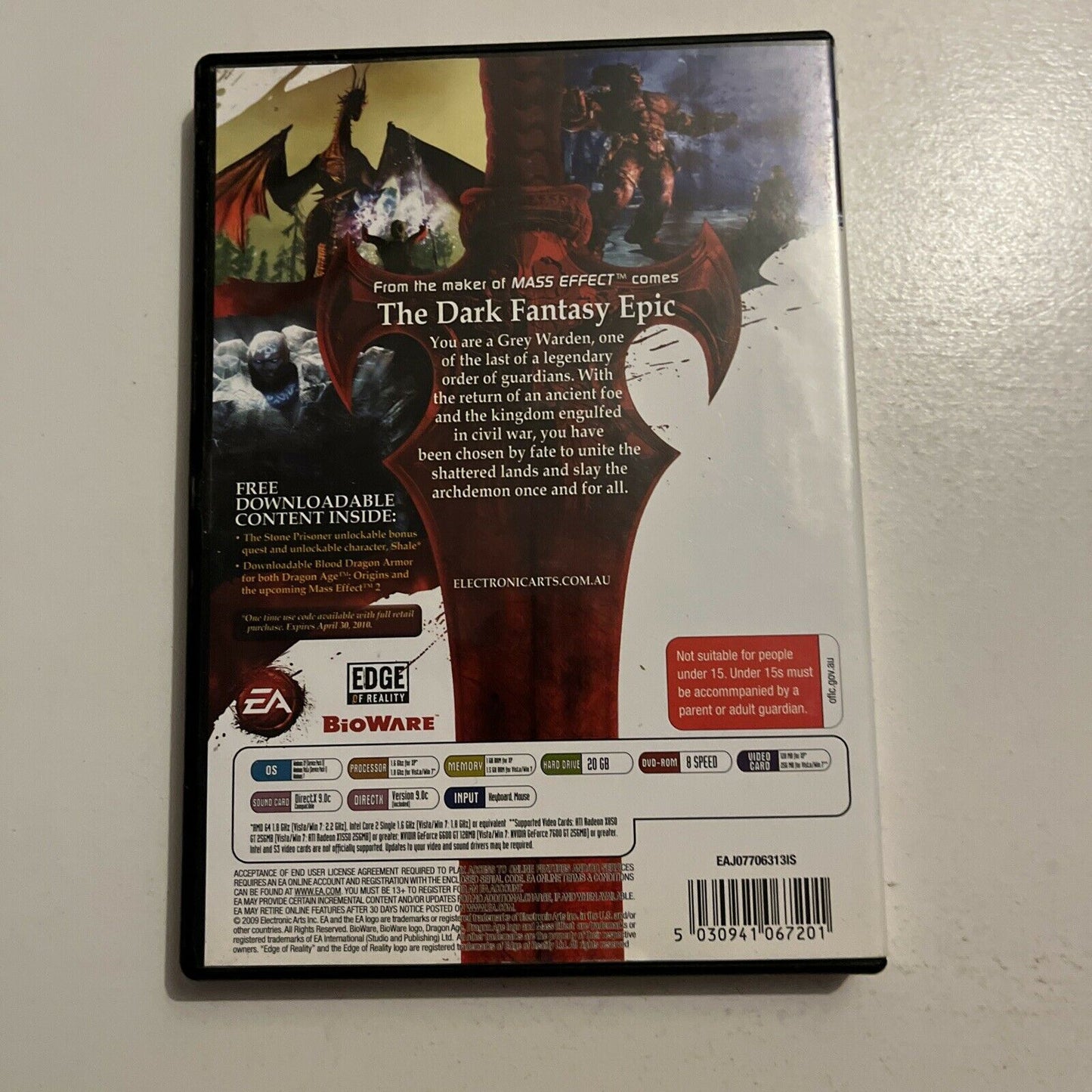 Dragon Age - Origins (PC DVD-Rom, 2009) EA Games, BioWare