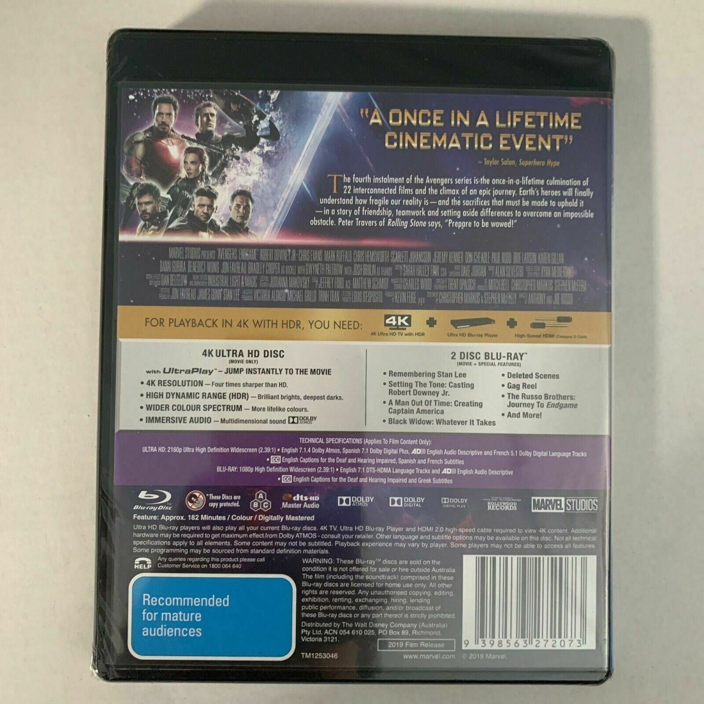 *New Sealed* Avengers Endgame (4k Ultra HD, Bluray, 2019, 3-Disc) Region Free