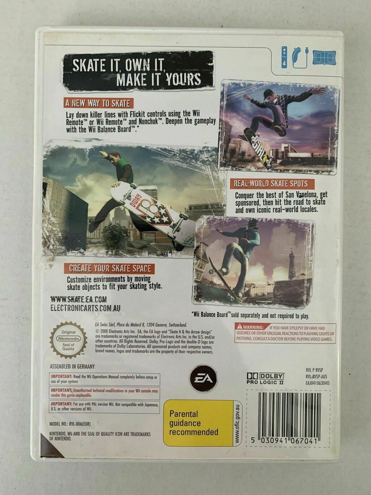 Skate It - Nintendo Wii PAL Game with Manual