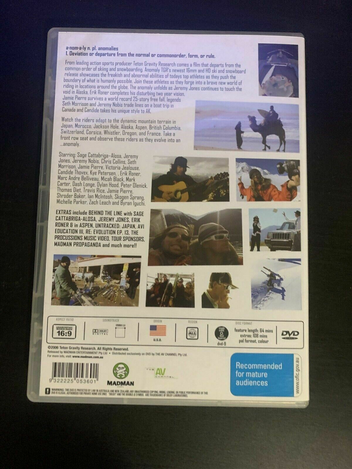 Anomaly - Ski & Snowboard Film By Teton Gravity Research (DVD, 2006) All Regions