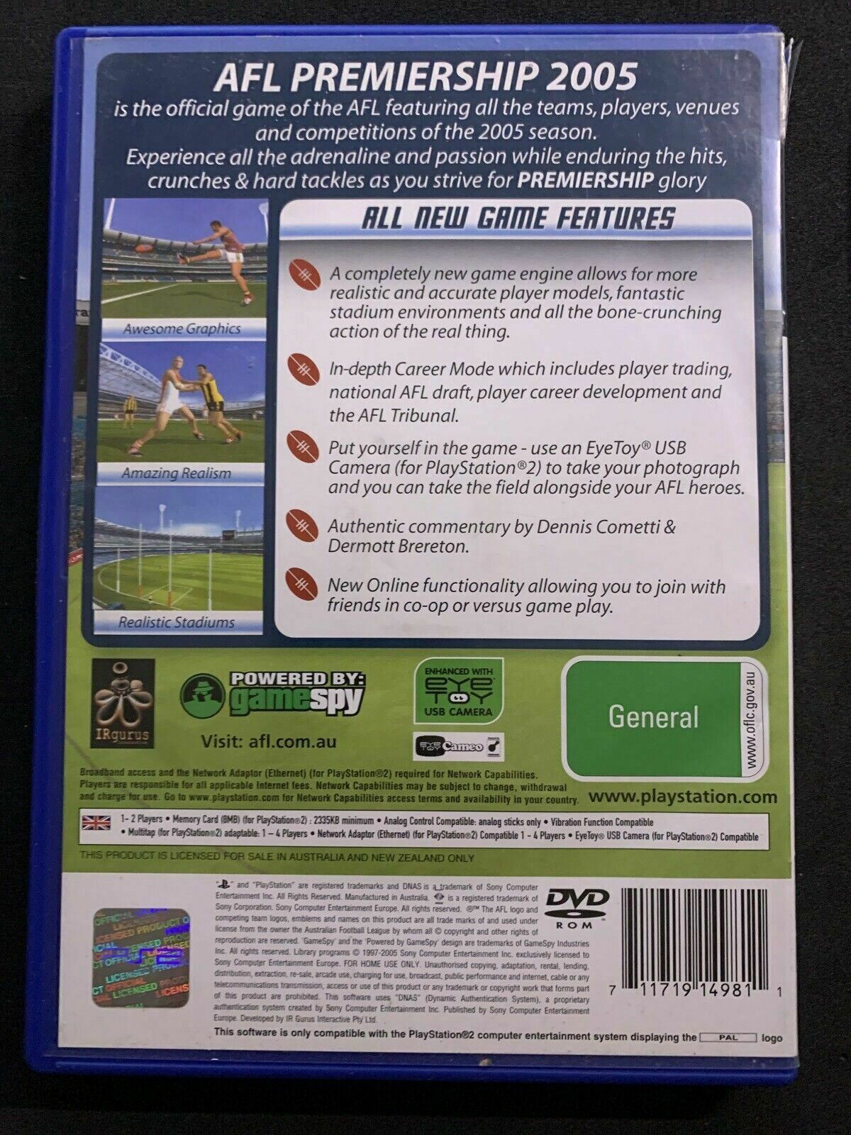 AFL Premiership 2005 (Sony PlayStation 2, 2005) Aussie Football PAL PS2 Game