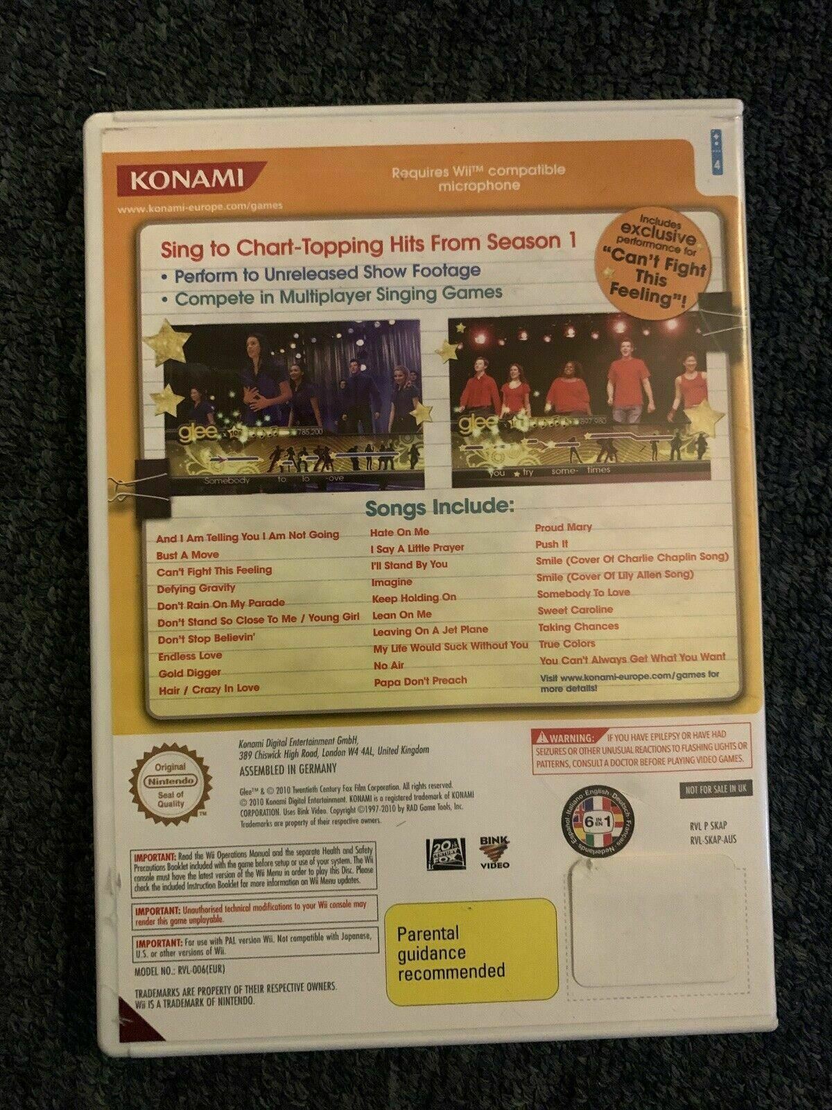 Glee Karaoke Revolution - Nintendo Wii PAL Game