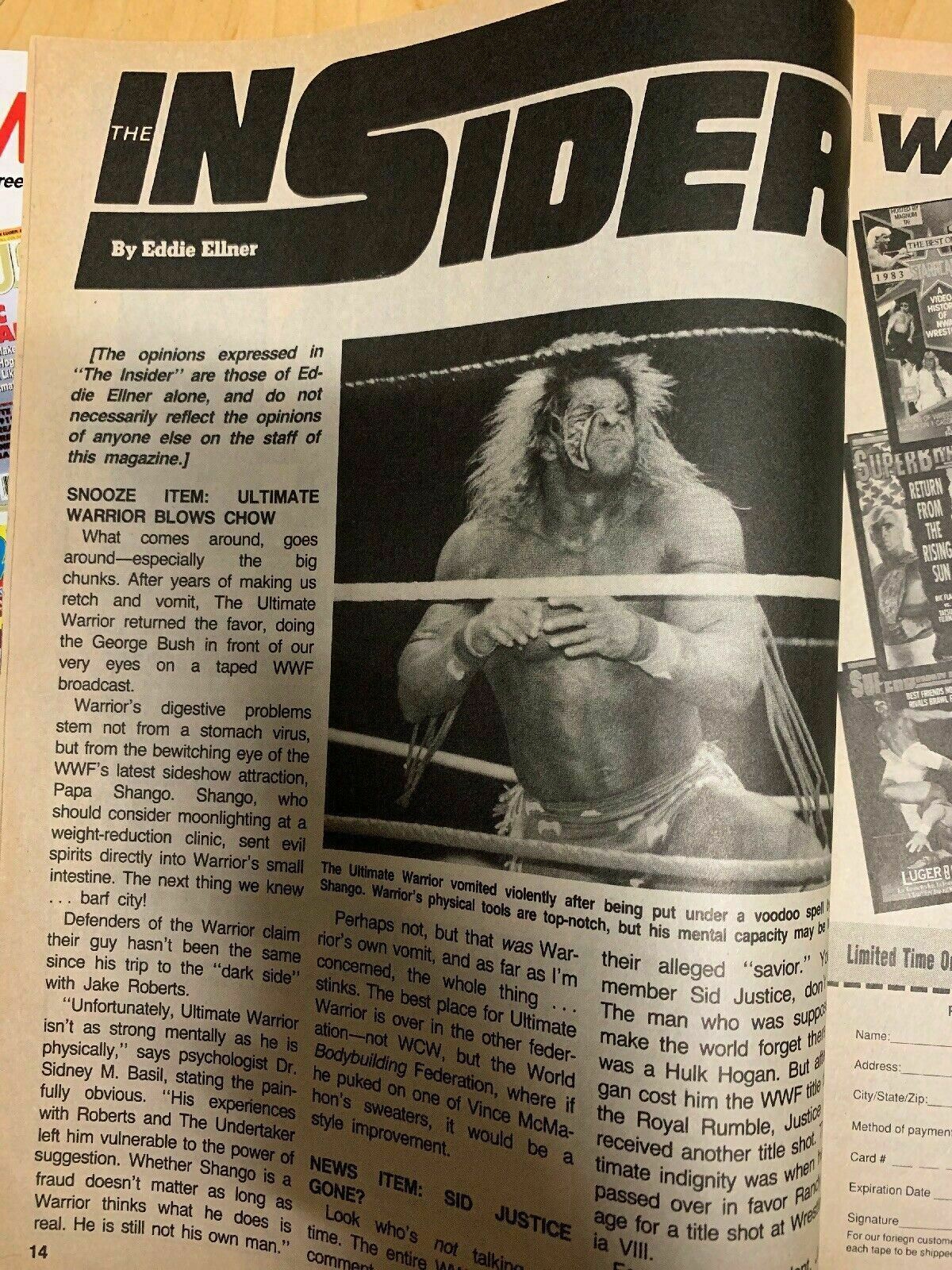 Inside Wrestling Magazine September 1992 Hulk Hogan