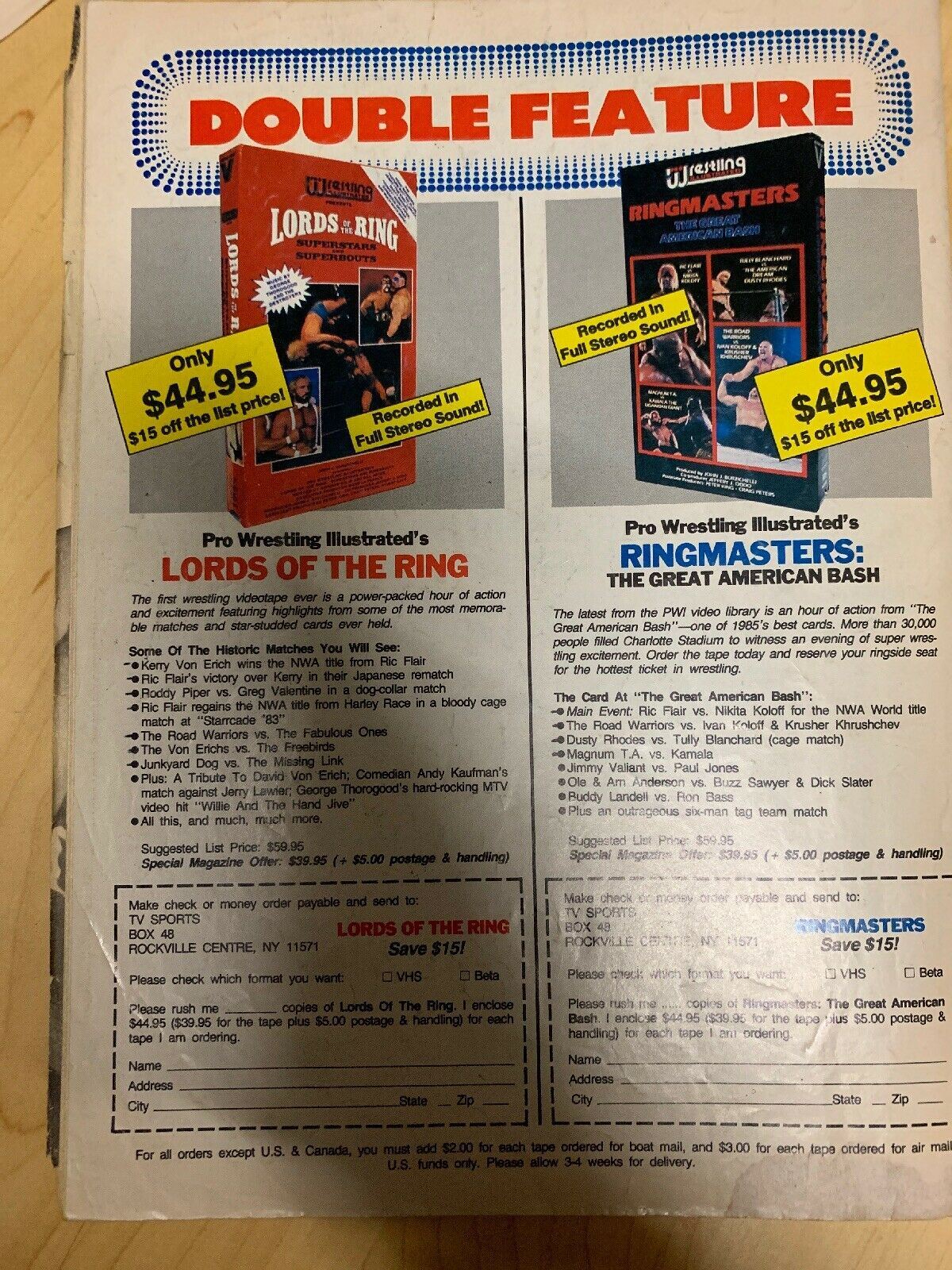 Sports Review Wrestling Magazine April 1989 Starrcade '88 True Gritt