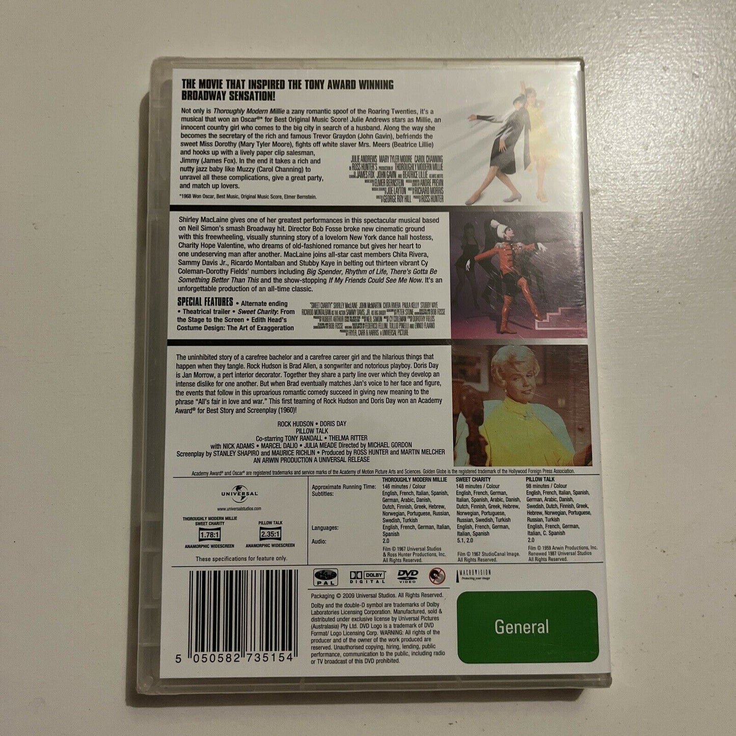 *New Sealed* Thoroughly Modern Millie, Sweet Charity, Pillow Talk DVD Region 4&2