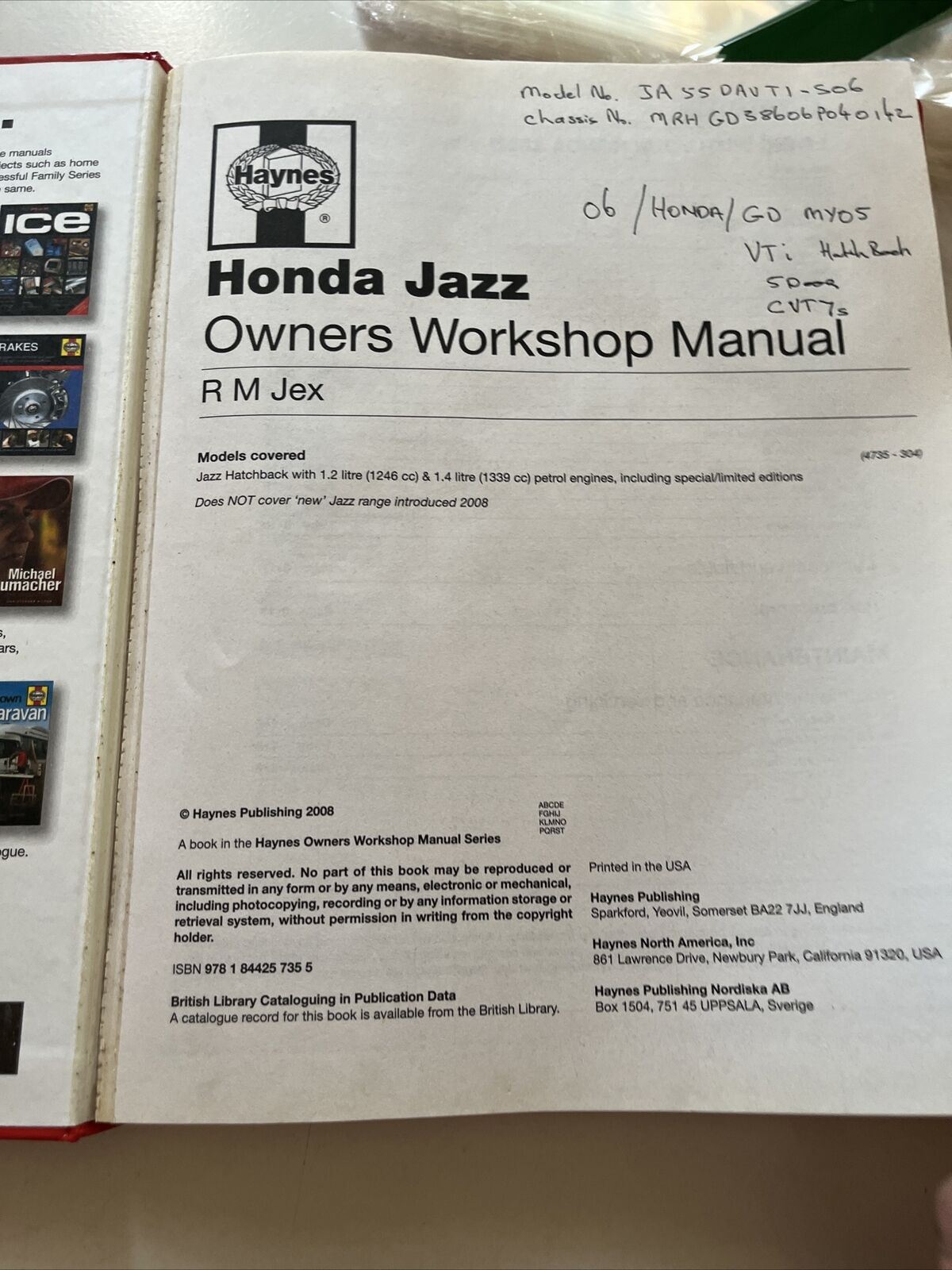 Honda Jazz 2002 to 2008 (51 to 08 reg): Owners Workshop Manual by Haynes