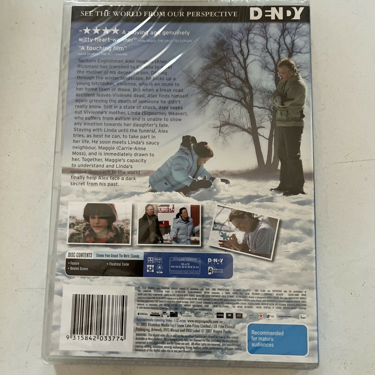 *New Sealed* Snow Cake (DVD, 2007) Alan Rickman, Sigourney Weaver, Region 4