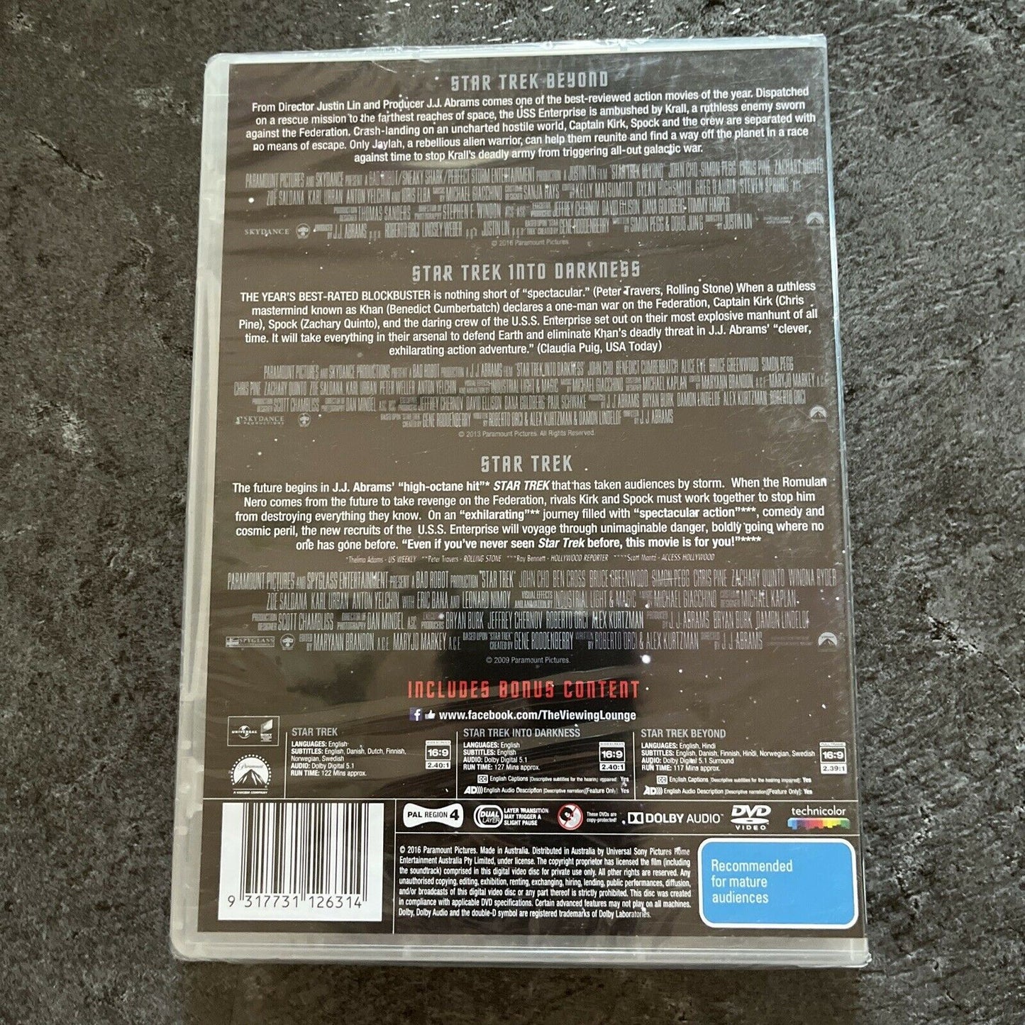 Star Trek / Star Trek - Into Darkness / Star Trek Beyond (DVD, 2016, 3-Disc)