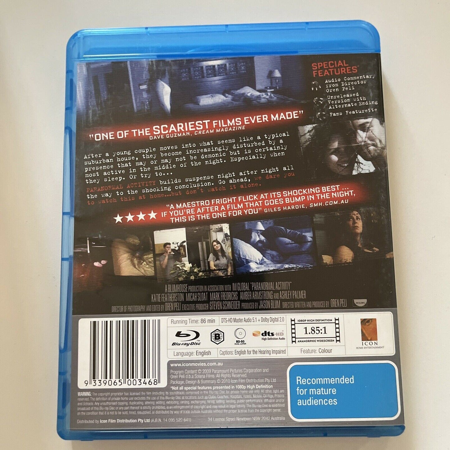 Paranormal Activity (Blu-ray, 2007) Katie Featherston, Micah Sloat, Region B