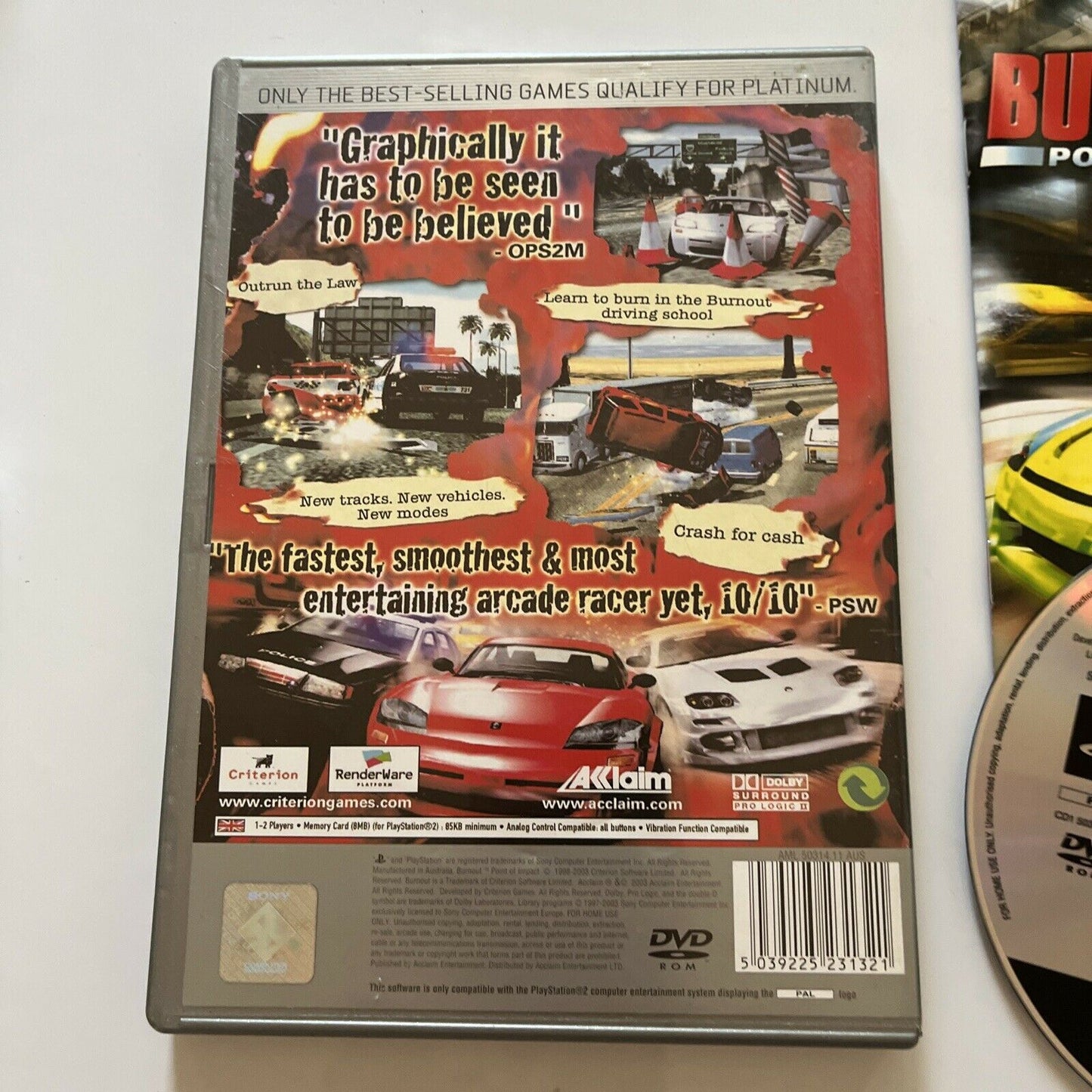 Burnout 2 Point of Impact PS2 (Platinum) PAL With Manual