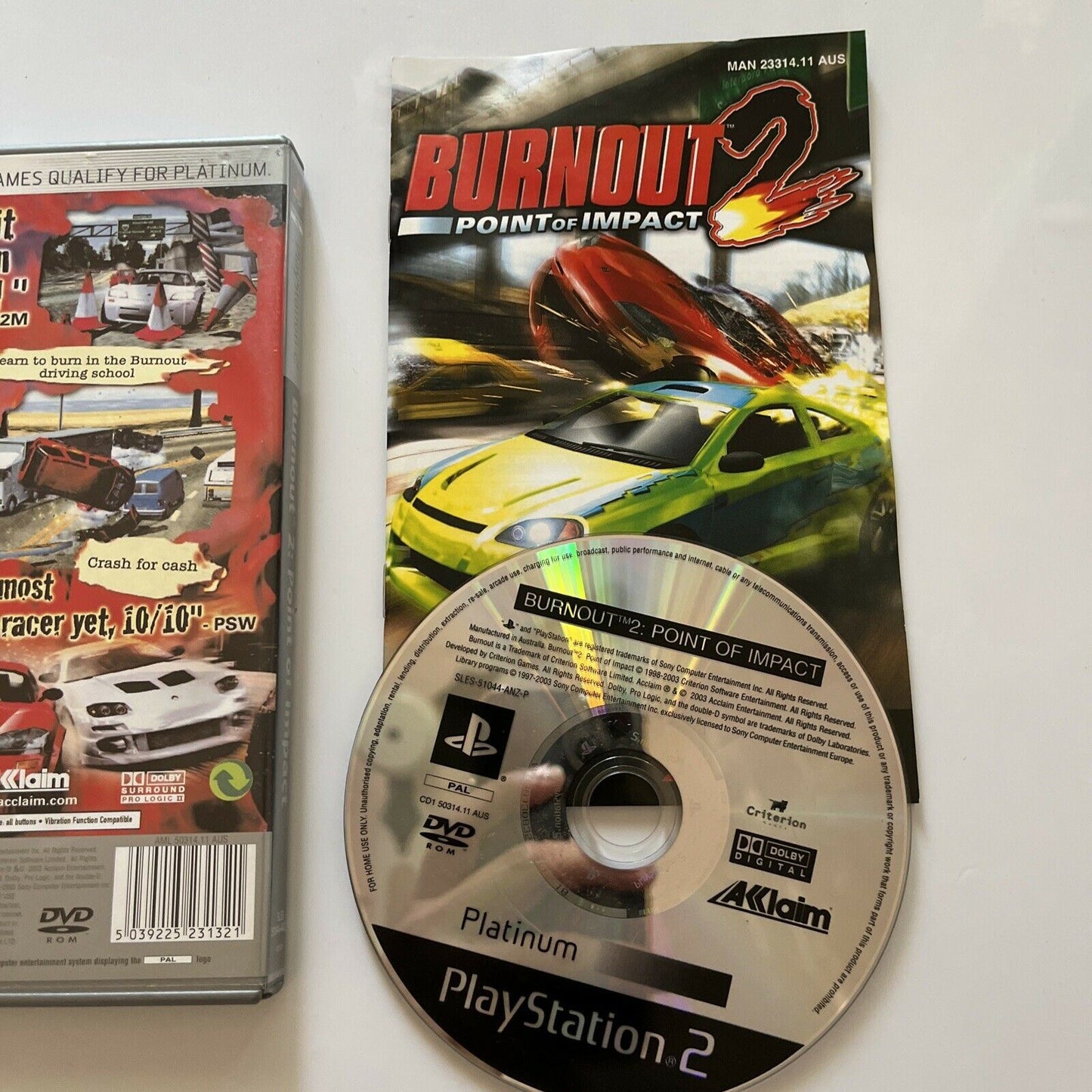Burnout 2 Point of Impact PS2 (Platinum) PAL With Manual