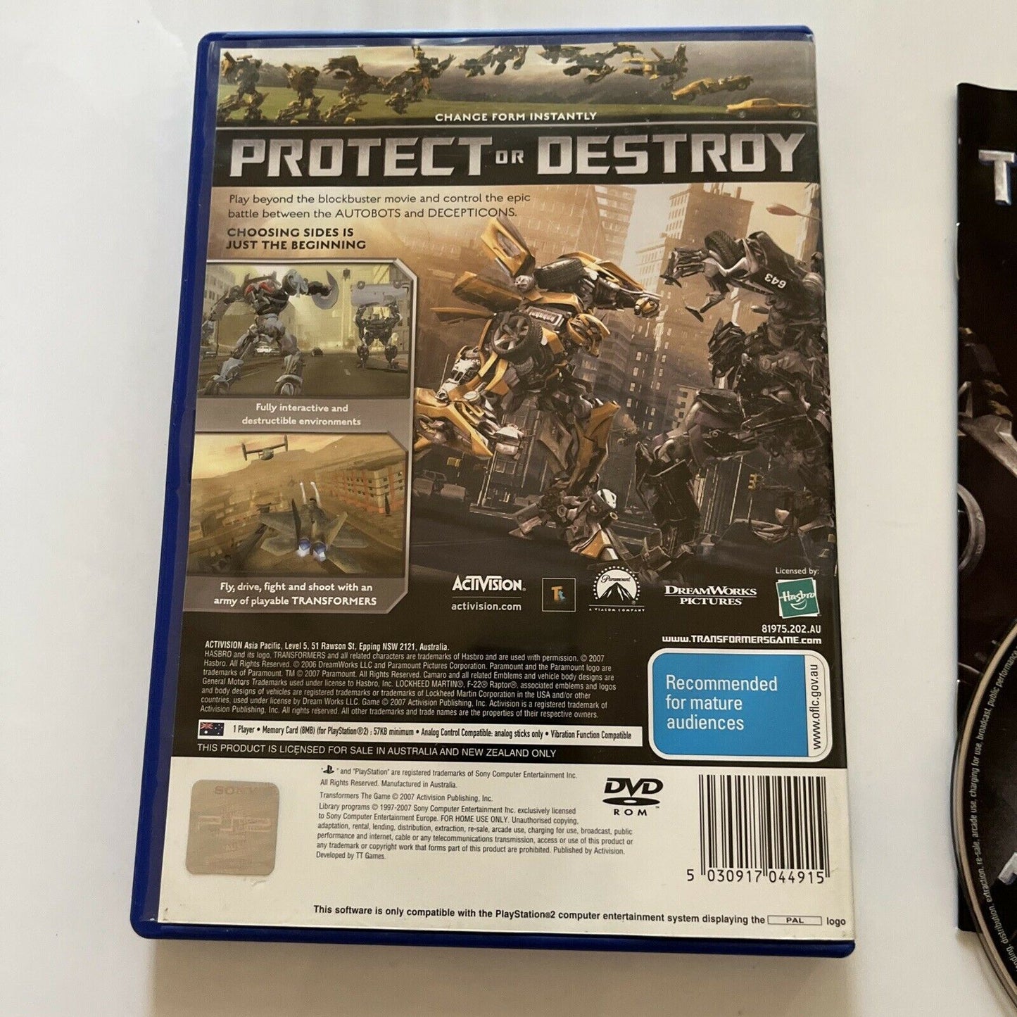 Transformers The Game - Sony Playstation 2 PS2 Game With Manual PAL