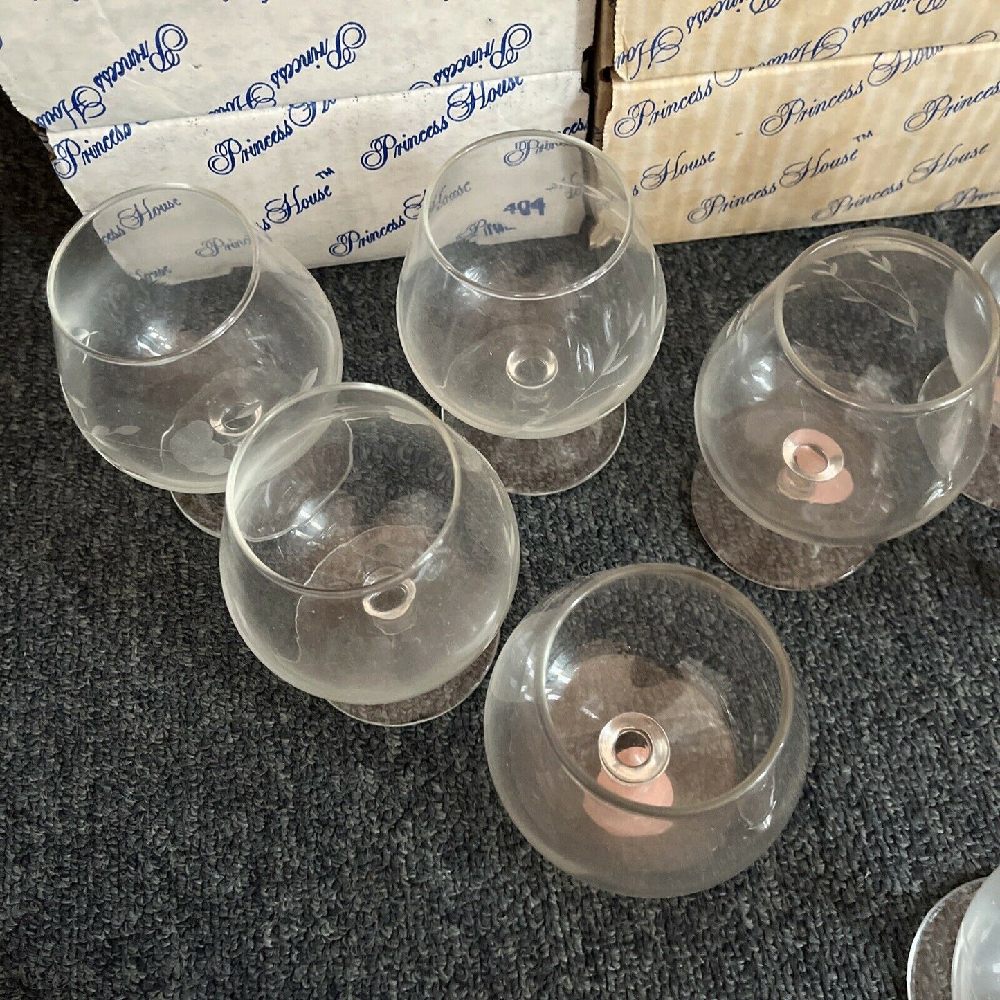 8x Princess House 404 Handcut Brandy Glasses 1989