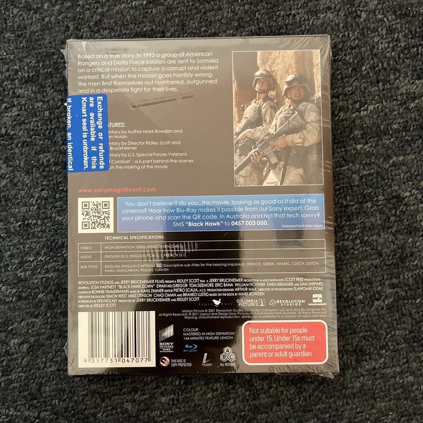*New Sealed* Black Hawk Down (Blu-ray, 2001) Josh Hartnett, All regions