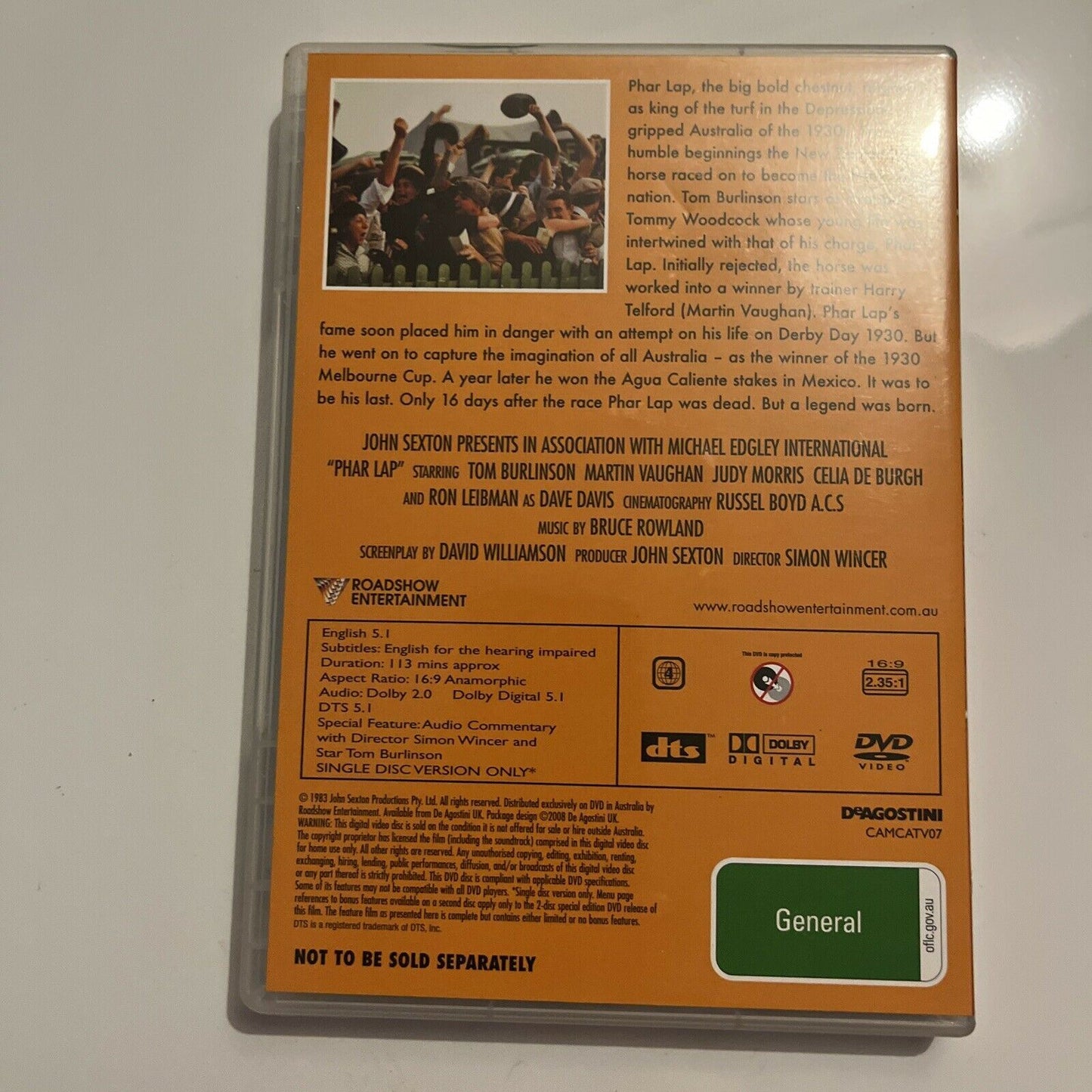 Phar Lap - Hero To A Nation (DVD, 1983) Tom Burlinson, Martin Vaughan, Region 4