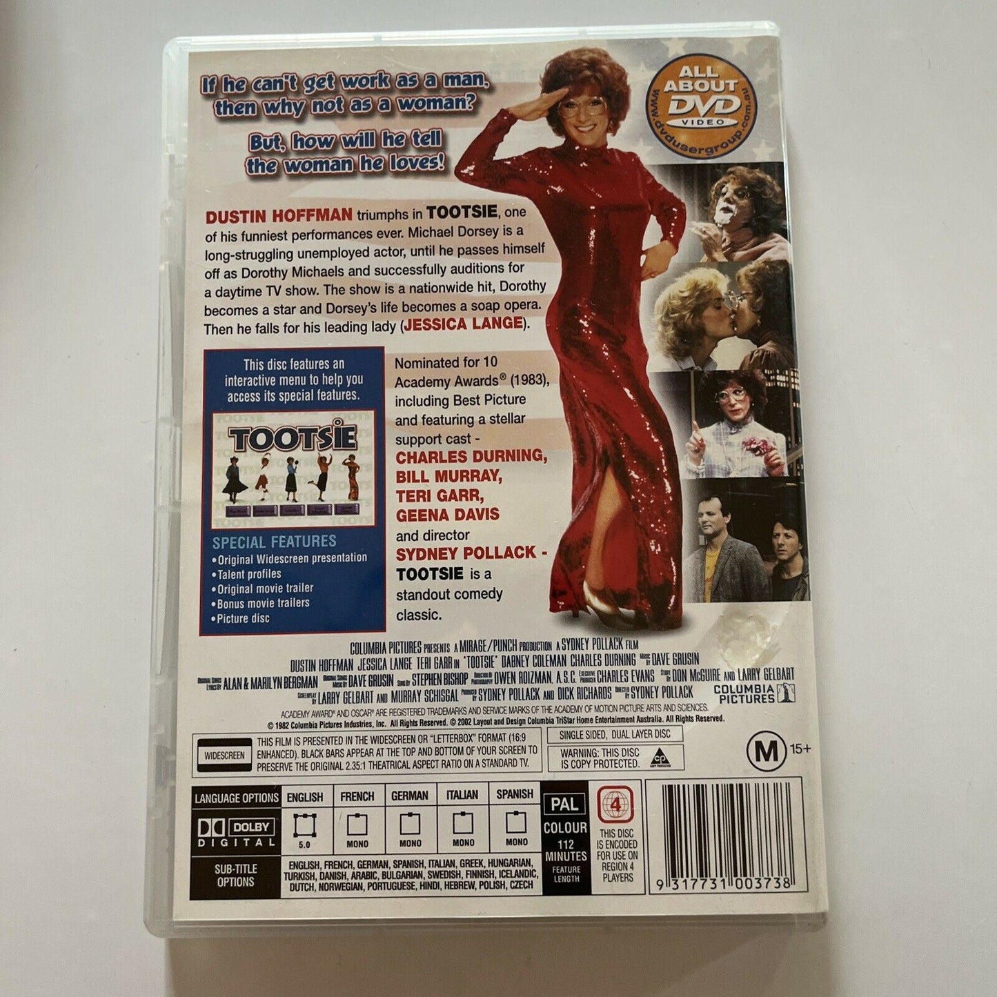 Tootsie (DVD, 1982) Dustin Hoffman, Jessica Lange, Teri Garr Region 4