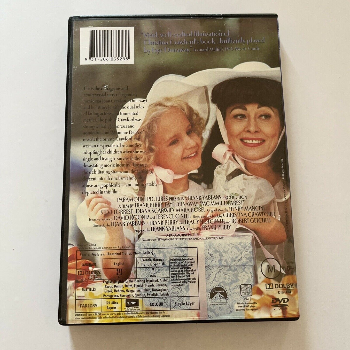 Mommie Dearest (DVD, 1981) Faye Dunaway, Steve Forrest, Diana Scarwid Region 4