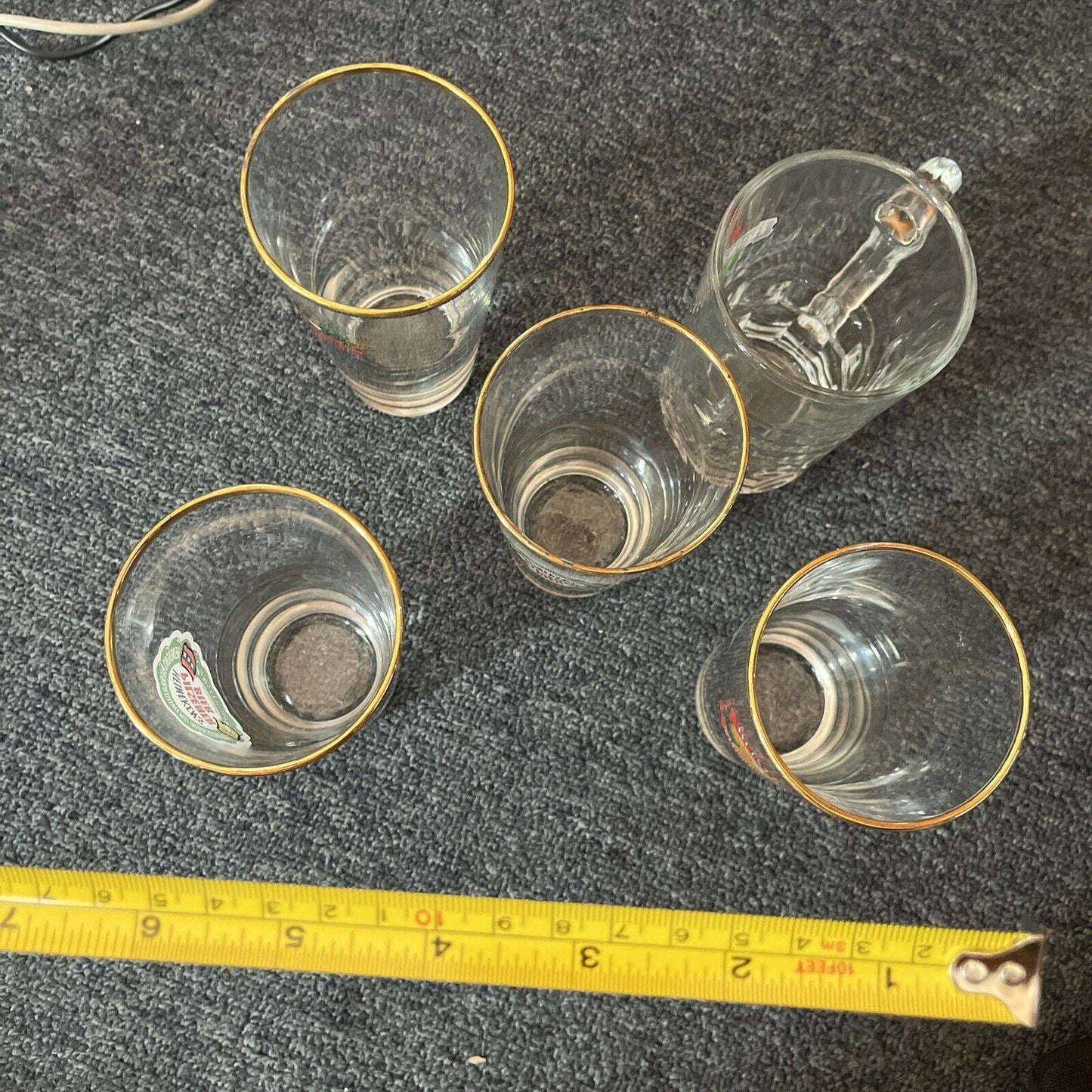9x Heineken Drinking Glasses 13cm Tall