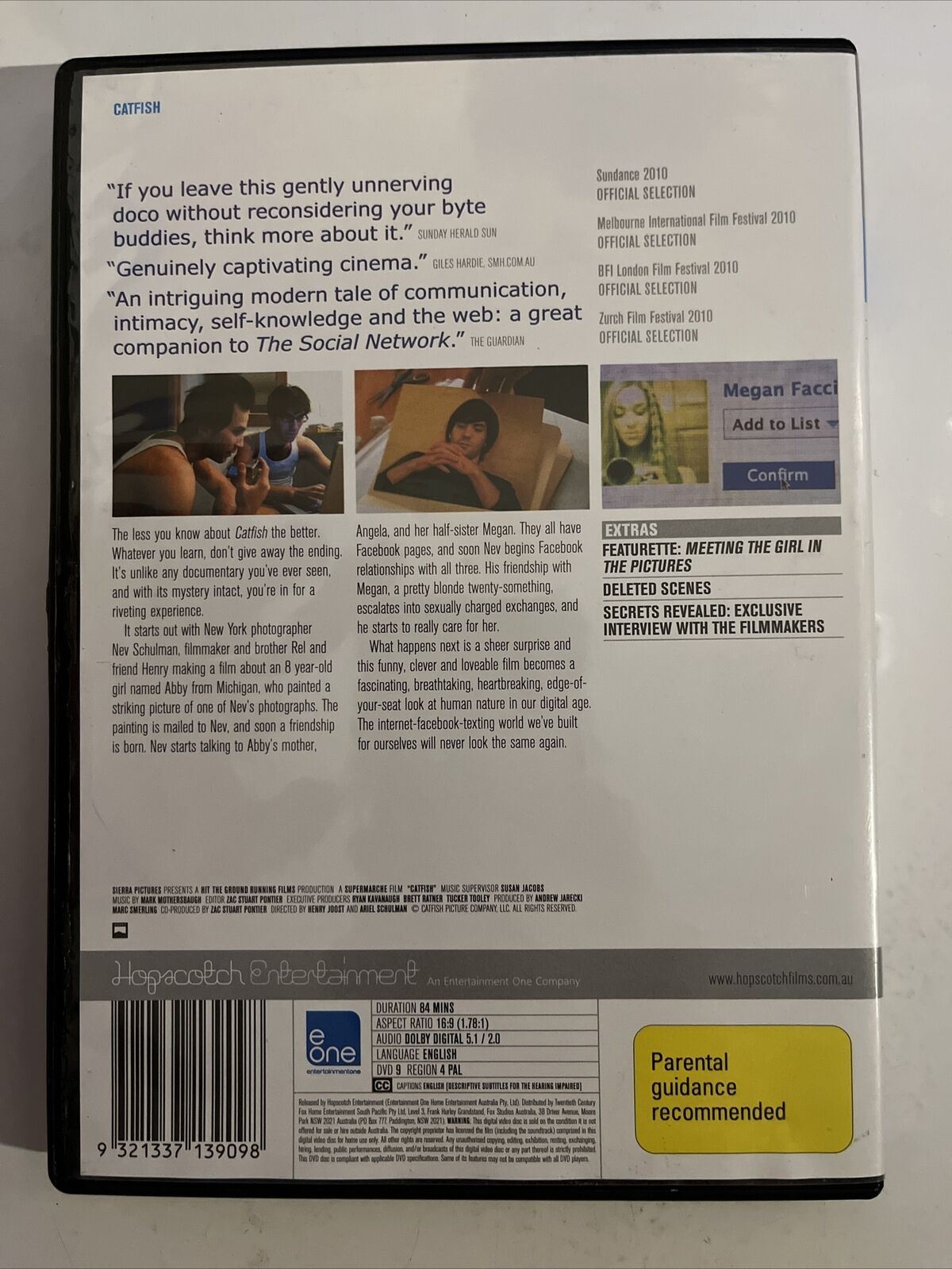 Catfish (DVD, 2010) Melody C. Roscher, Ariel Schulman, Yaniv Schulman. Region 4