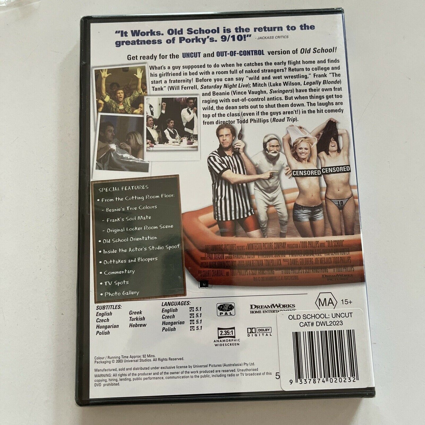*New Sealed* Old School - Uncut (DVD, 2002) Luke Wilson, Region 4&2