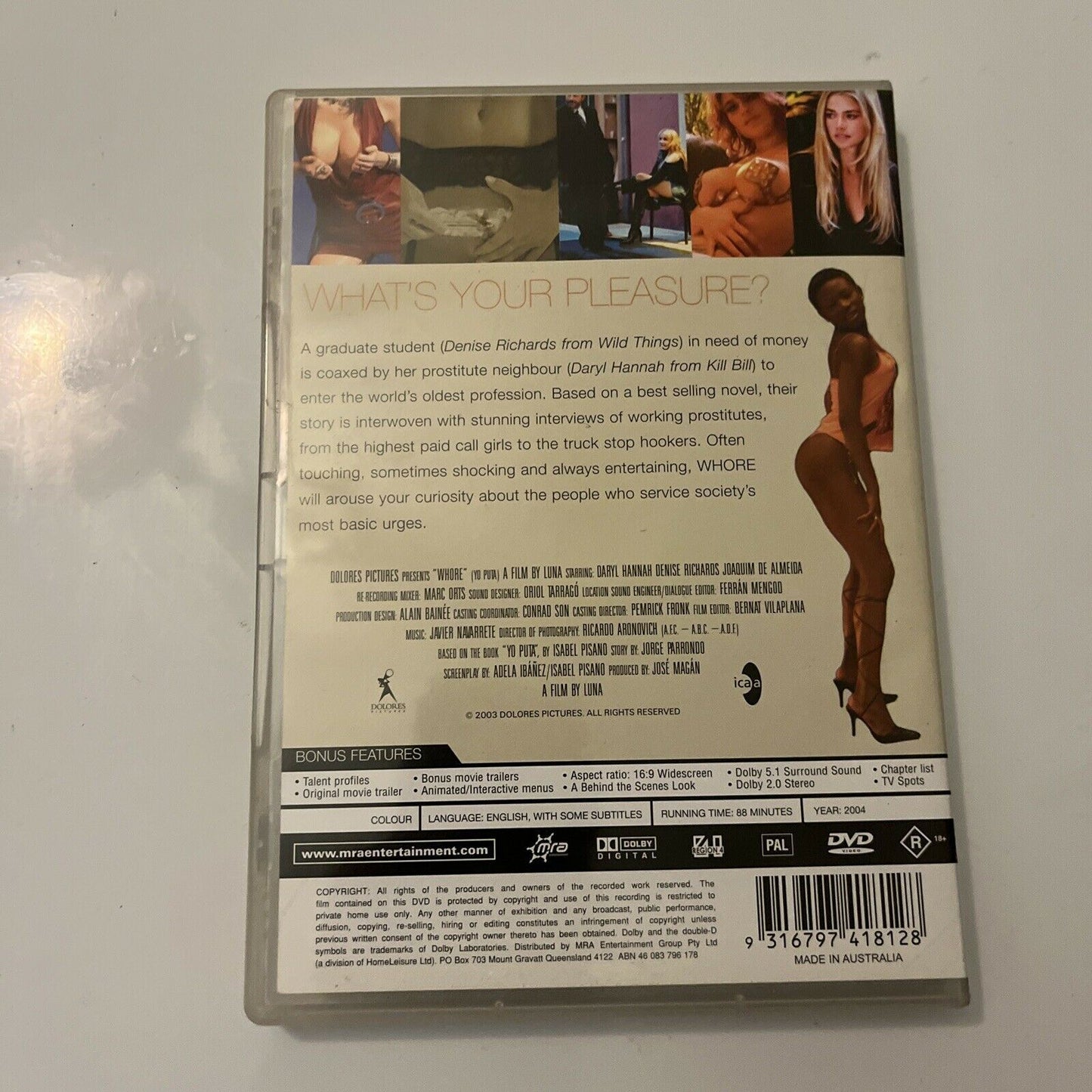 Whore (DVD, 2004) Daryl Hannah, Denise Richards, Joaquim De Almeida Region 4