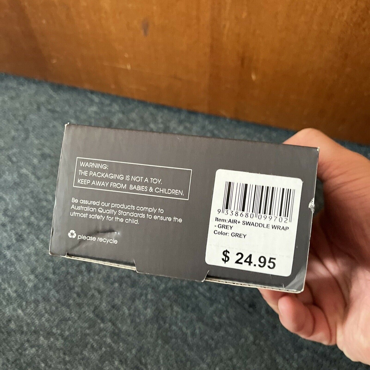 Bubba Blue Air+ Swaddle Wrap Organic Cotton Mesh 100x100cm Grey