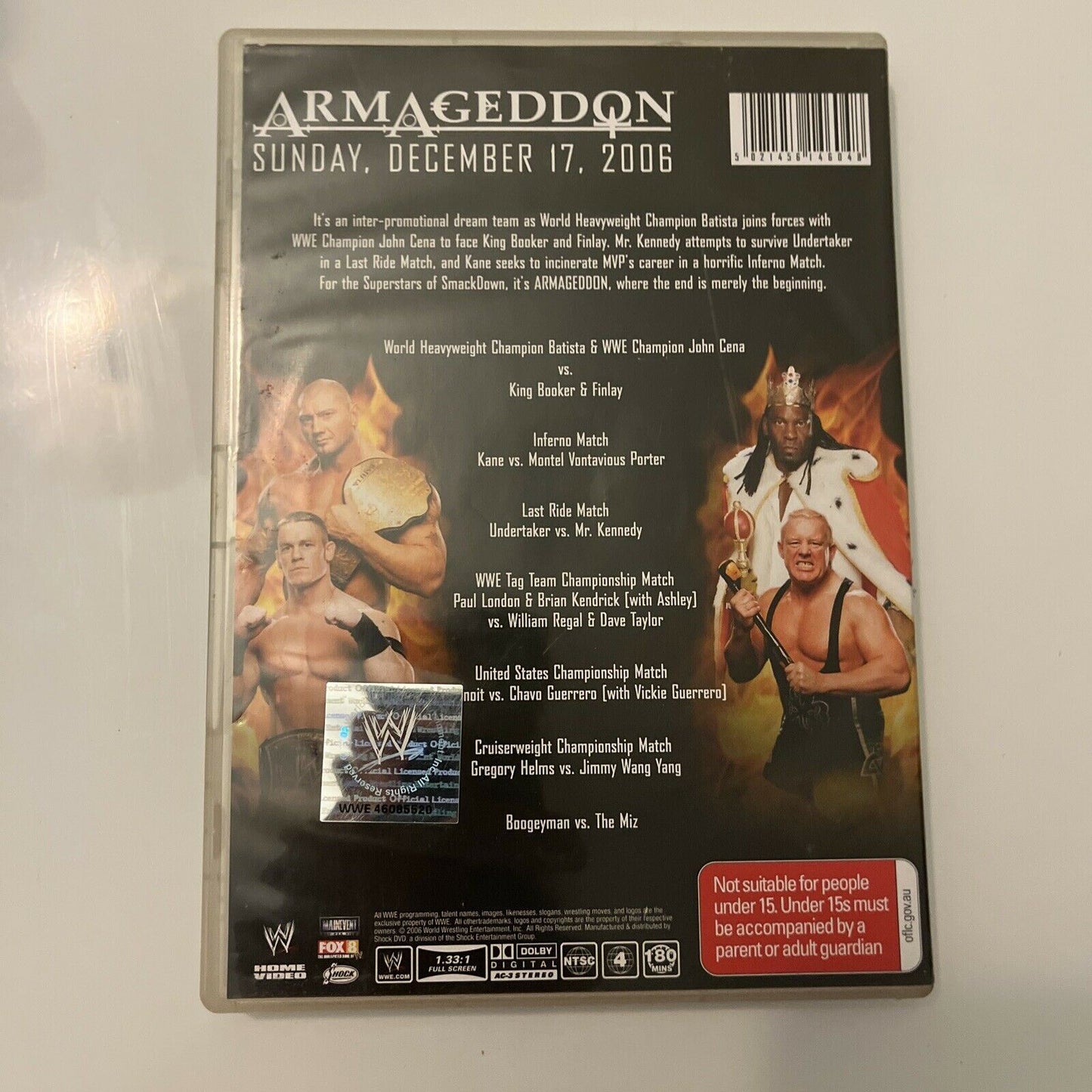 WWE - Armageddon (DVD, 2006) John Cena, Dave Bautista, Booker Huffman Region 4