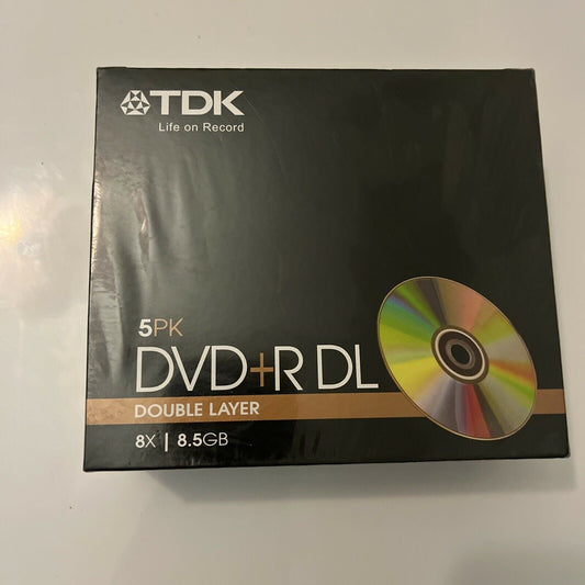 *New Sealed* 5 x TDK DVD+R DL Blank Double Layer Discs 8x 8.5GB