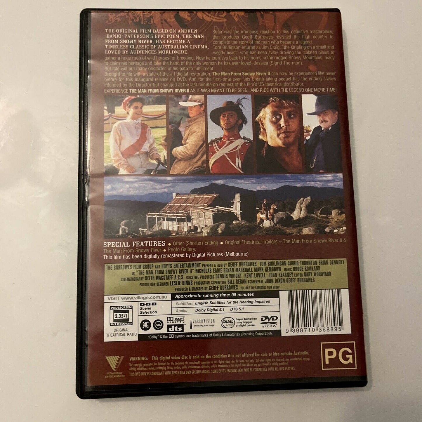 The Man From Snowy River 2 (DVD, 1988) Tom Burlinson, Sigrid Thornton Region 4